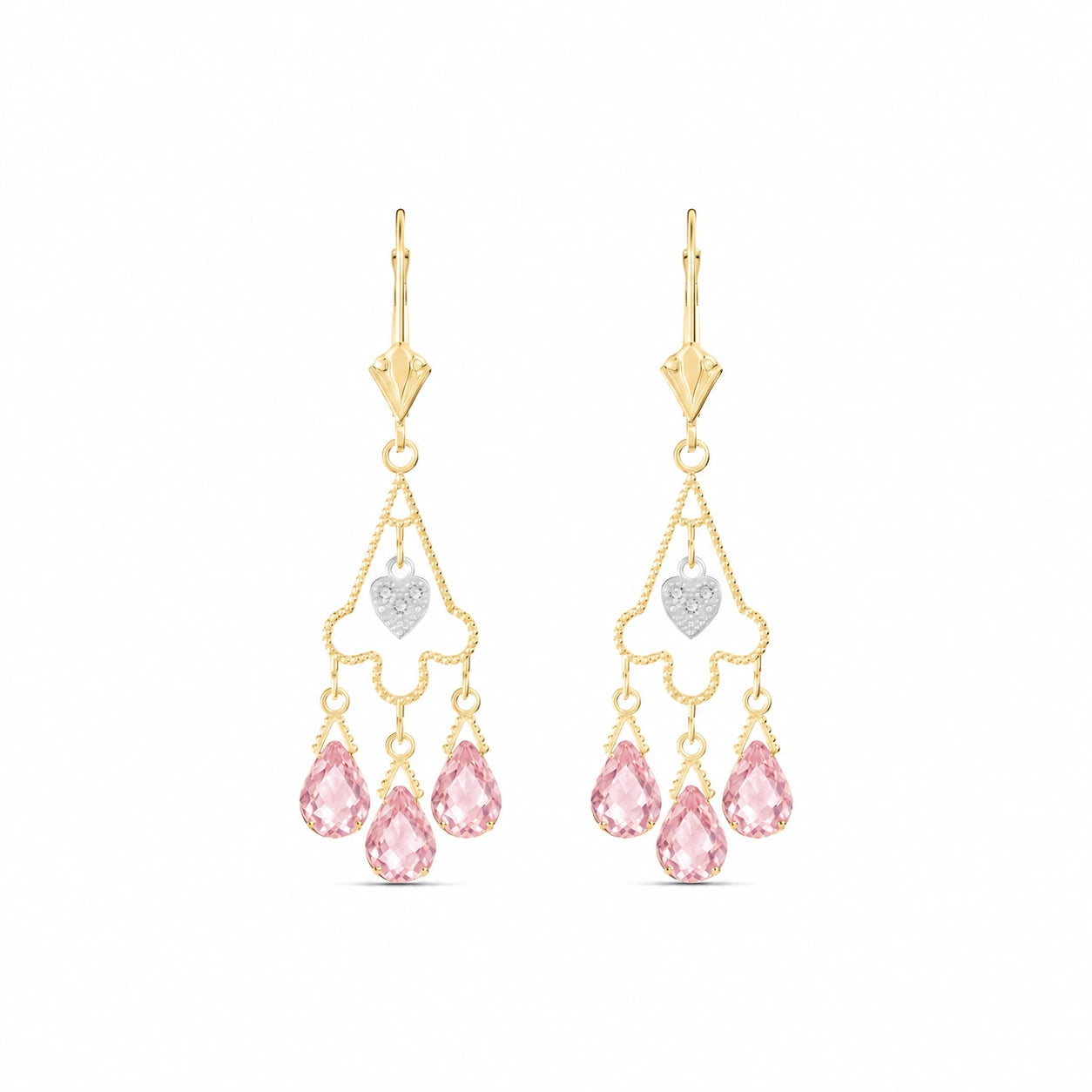 Yellow Gold Pink Topaz & Diamond — Mariagenoveffa
