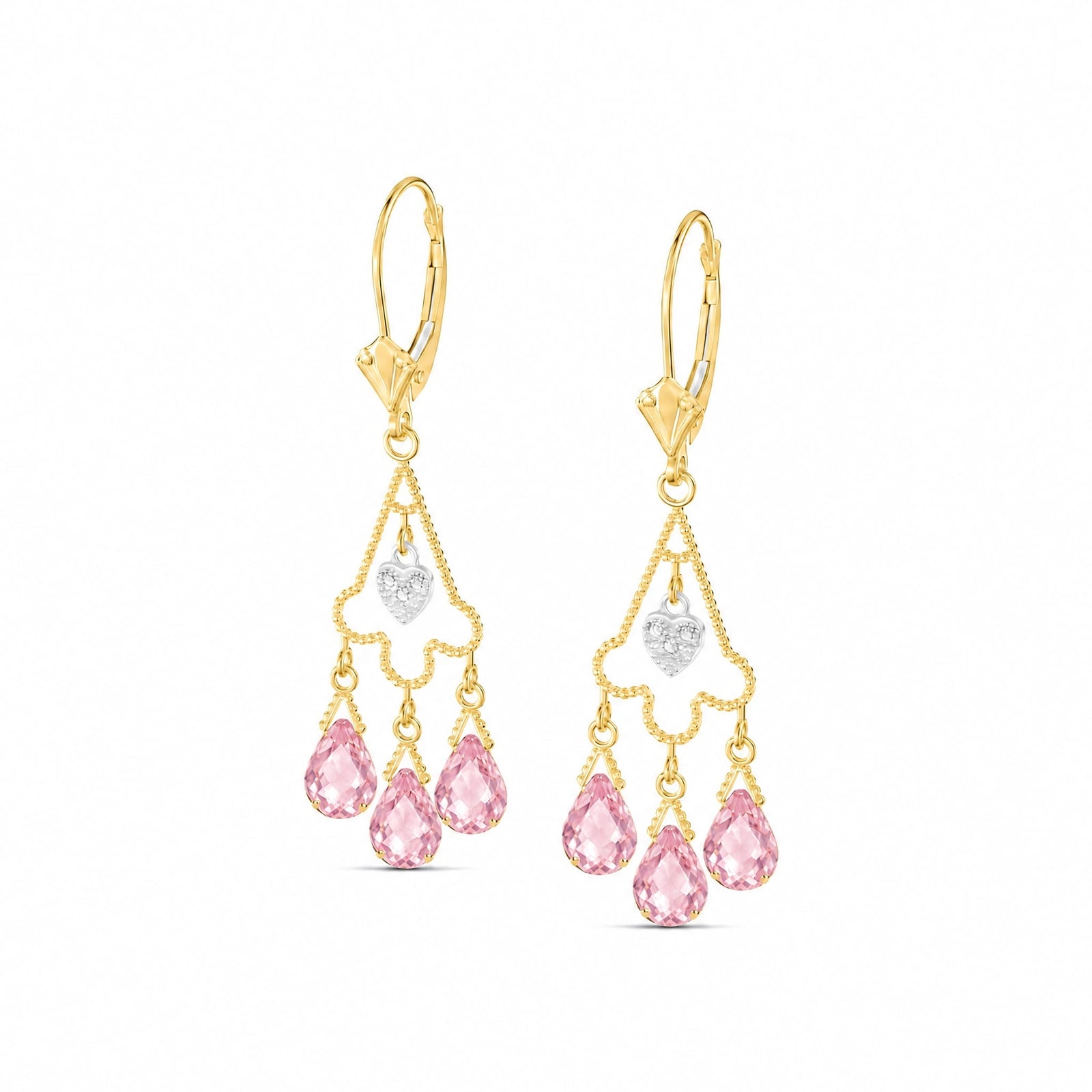 Yellow Gold Pink Topaz & Diamond — Mariagenoveffa