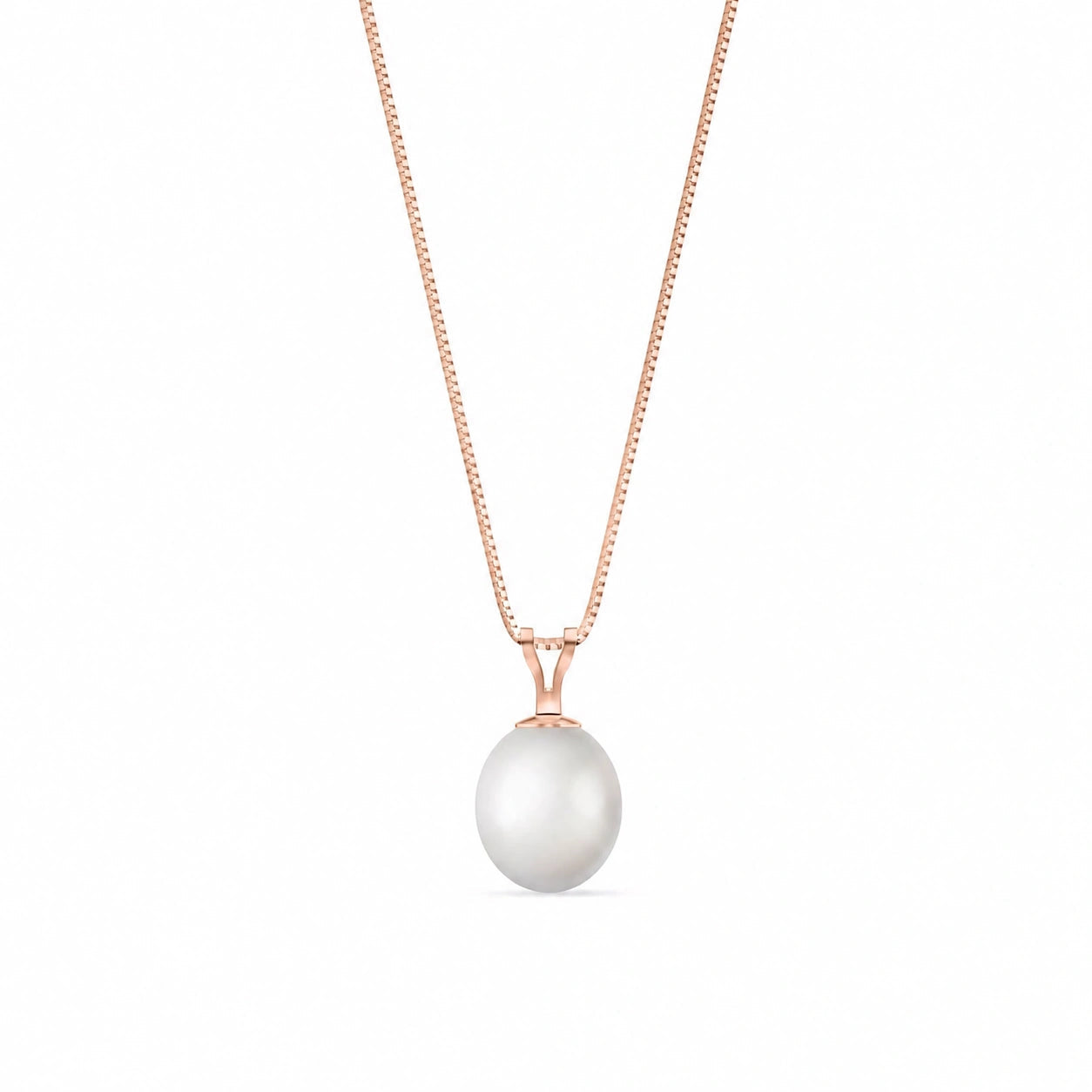 Rose Gold Belle Pendant Necklace Pearl 10K — Carina