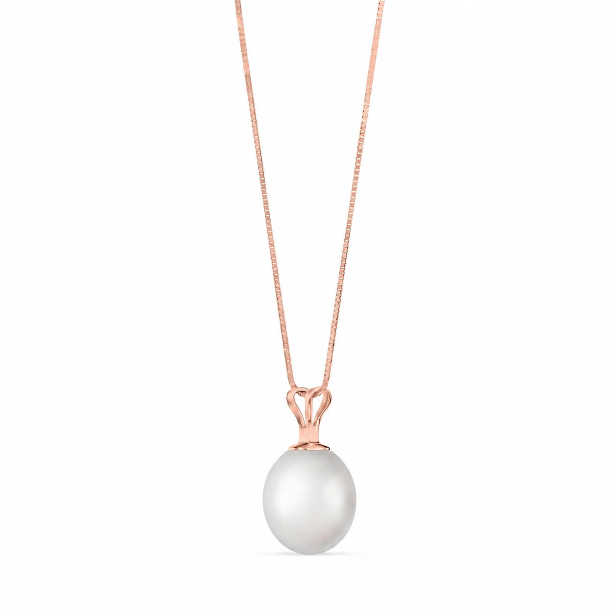 Rose Gold Belle Pendant Necklace Pearl 10K — Carina