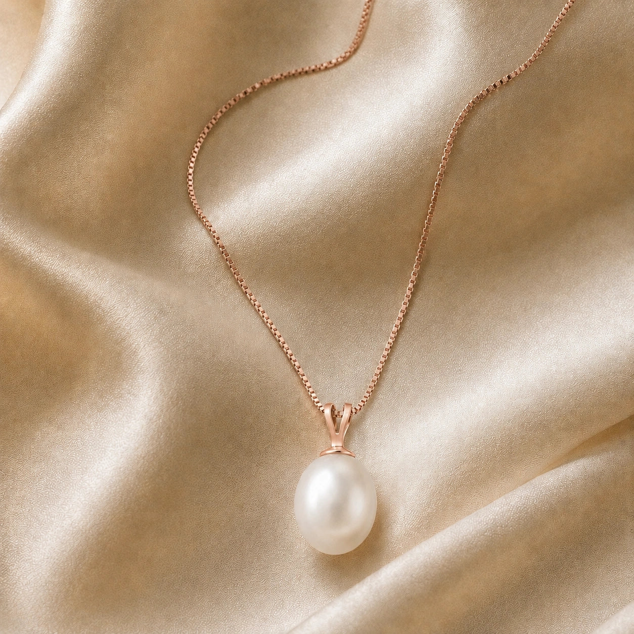 Rose Gold Belle Pendant Necklace Pearl 10K — Carina