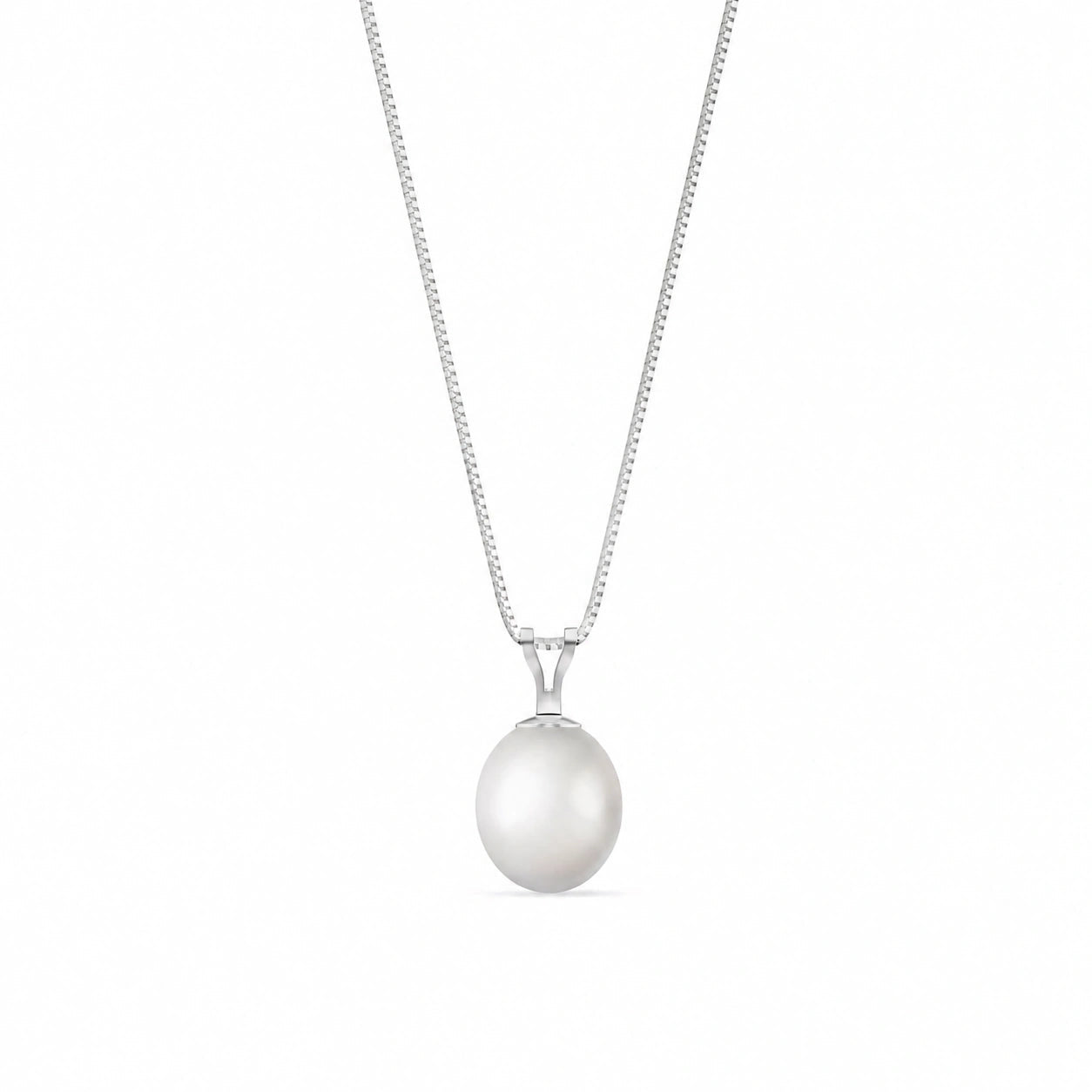 White Gold Belle Pendant Necklace Pearl 10K — Carina