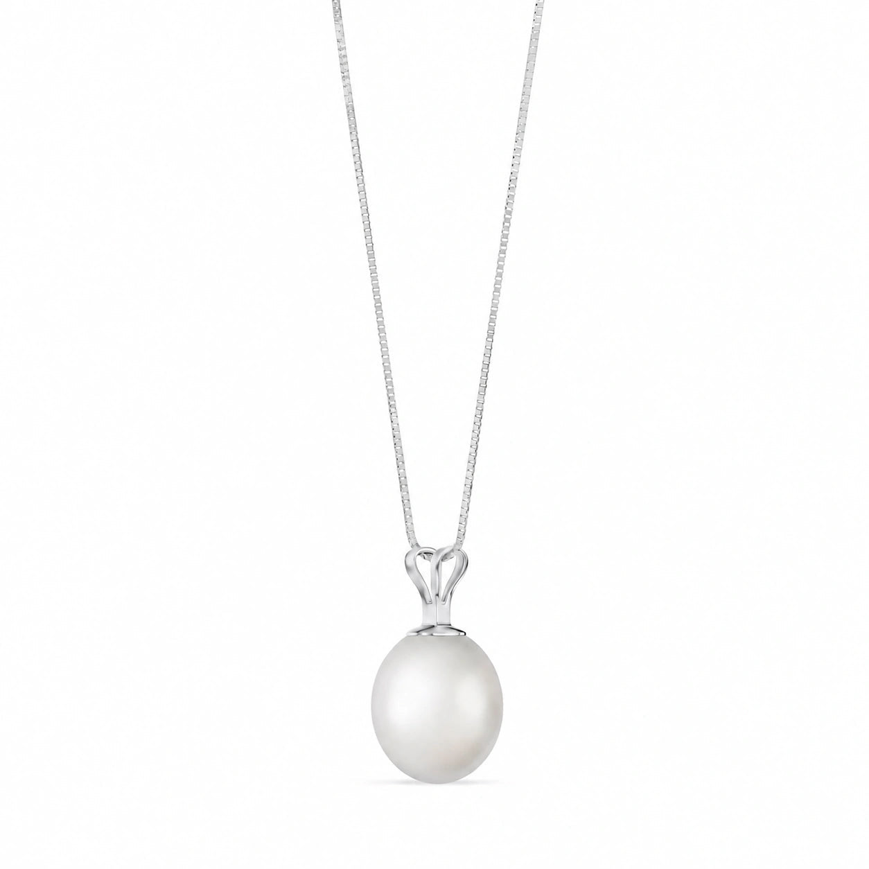 White Gold Belle Pendant Necklace Pearl 10K — Carina