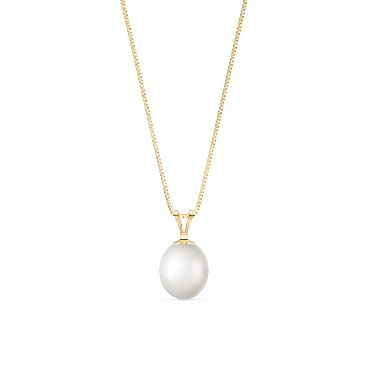 Yellow Gold Belle Pendant Necklace Pearl 10K — Carina