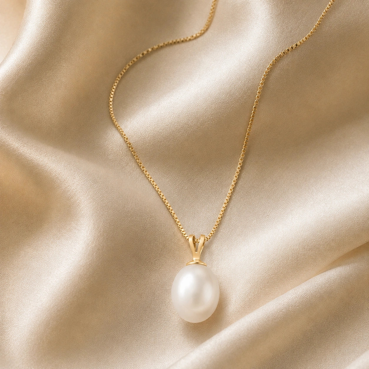 Yellow Gold Belle Pendant Necklace Pearl 10K — Carina