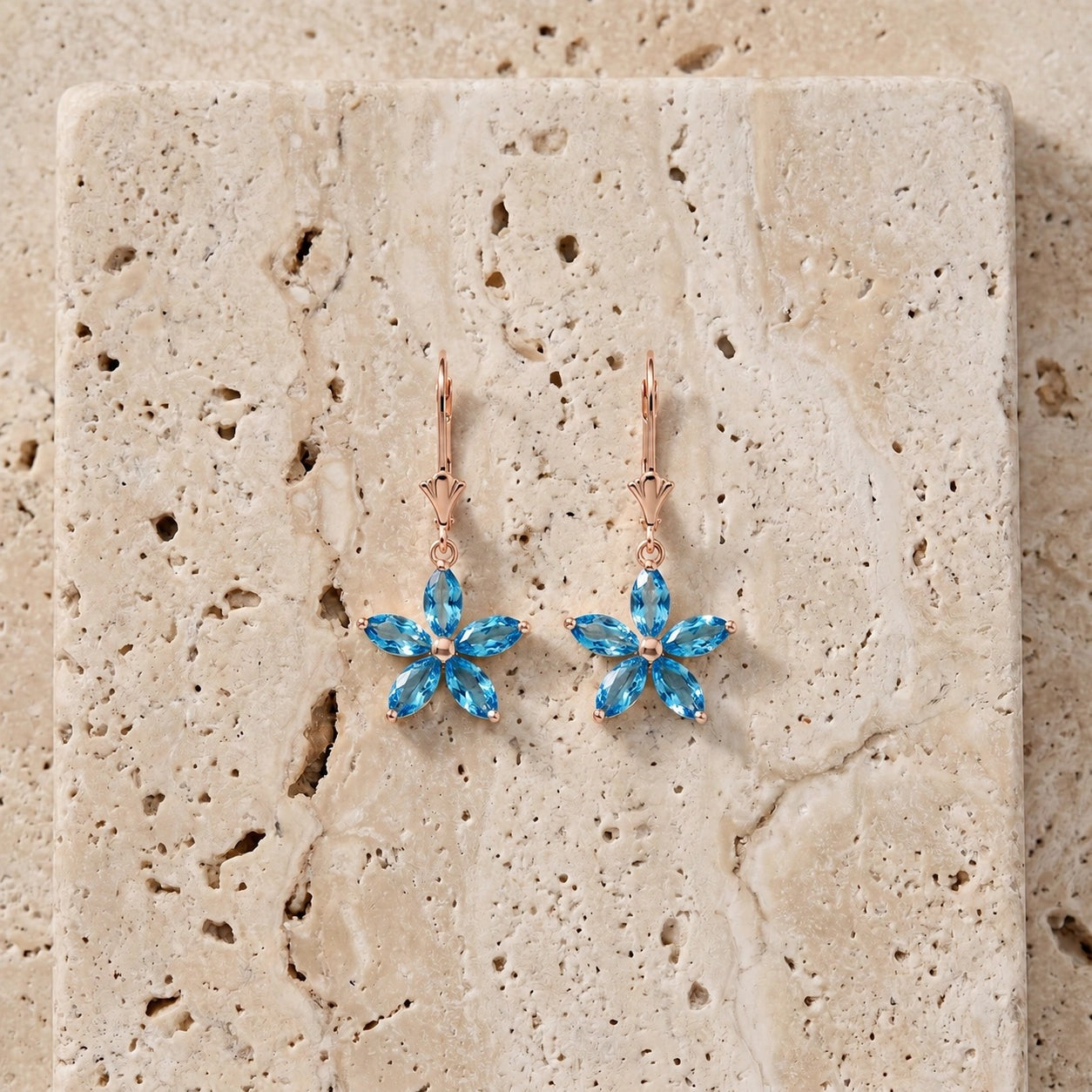 Rose Gold Heritage Earrings Blue Topaz 10K — Stella