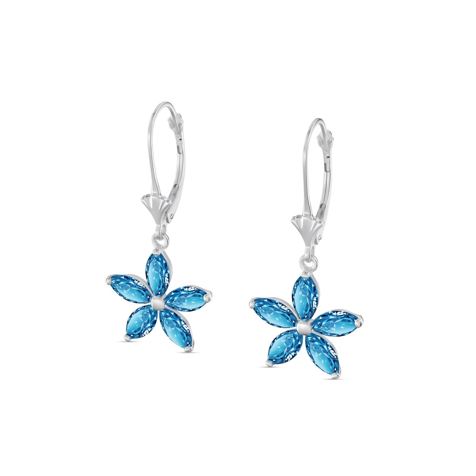 White Gold Heritage Earrings Blue Topaz 10K — Stella