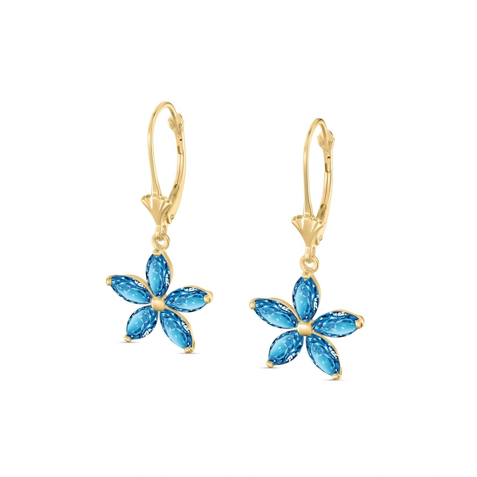 Yellow Gold Heritage Earrings Blue Topaz 10K — Stella