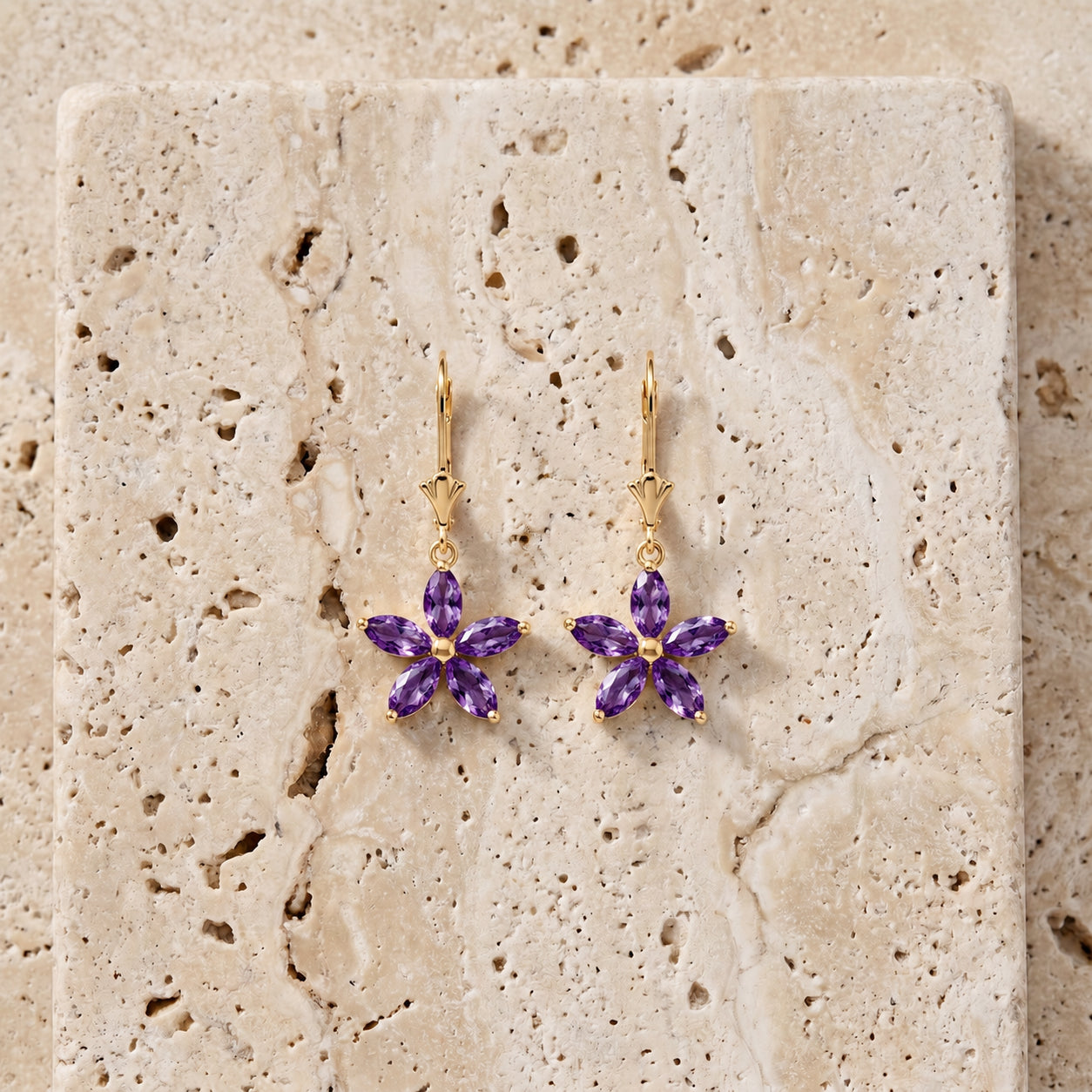 Yellow Gold Heritage Earrings Blue Topaz 10K — Stella