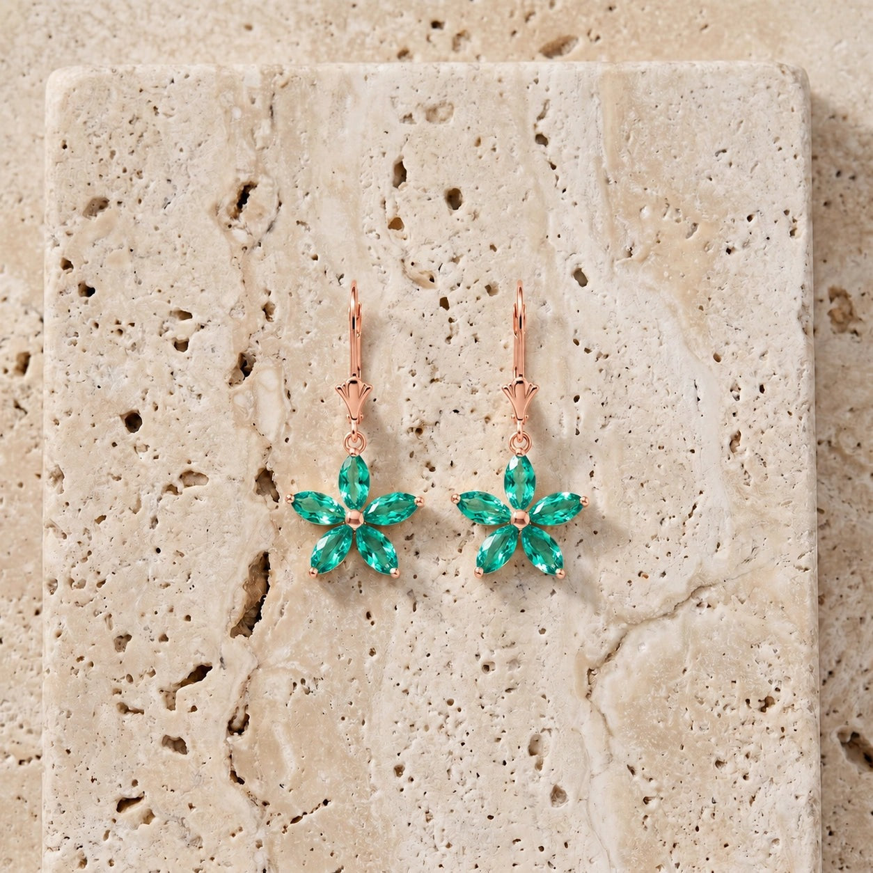 Rose Gold Heritage Earrings Emerald 10K — Stella