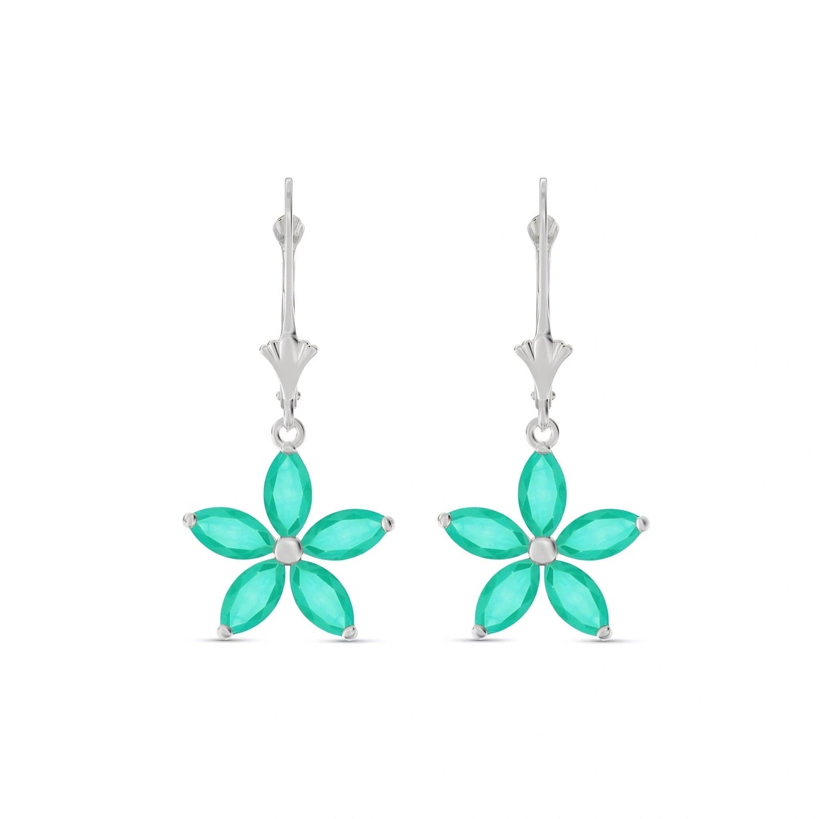 White Gold Heritage Earrings Emerald 10K — Stella