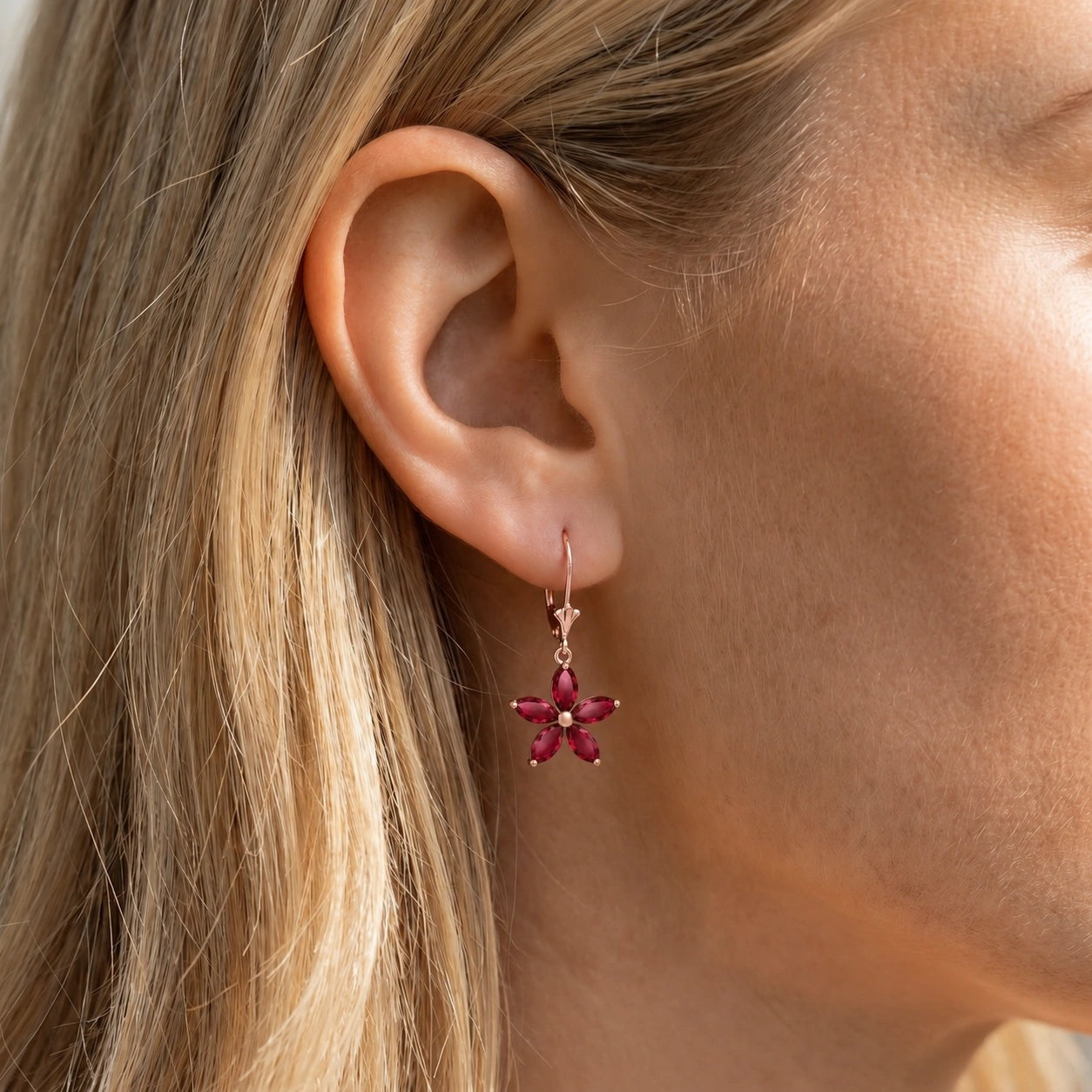 Rose Gold Heritage Earrings Ruby 10K — Stella