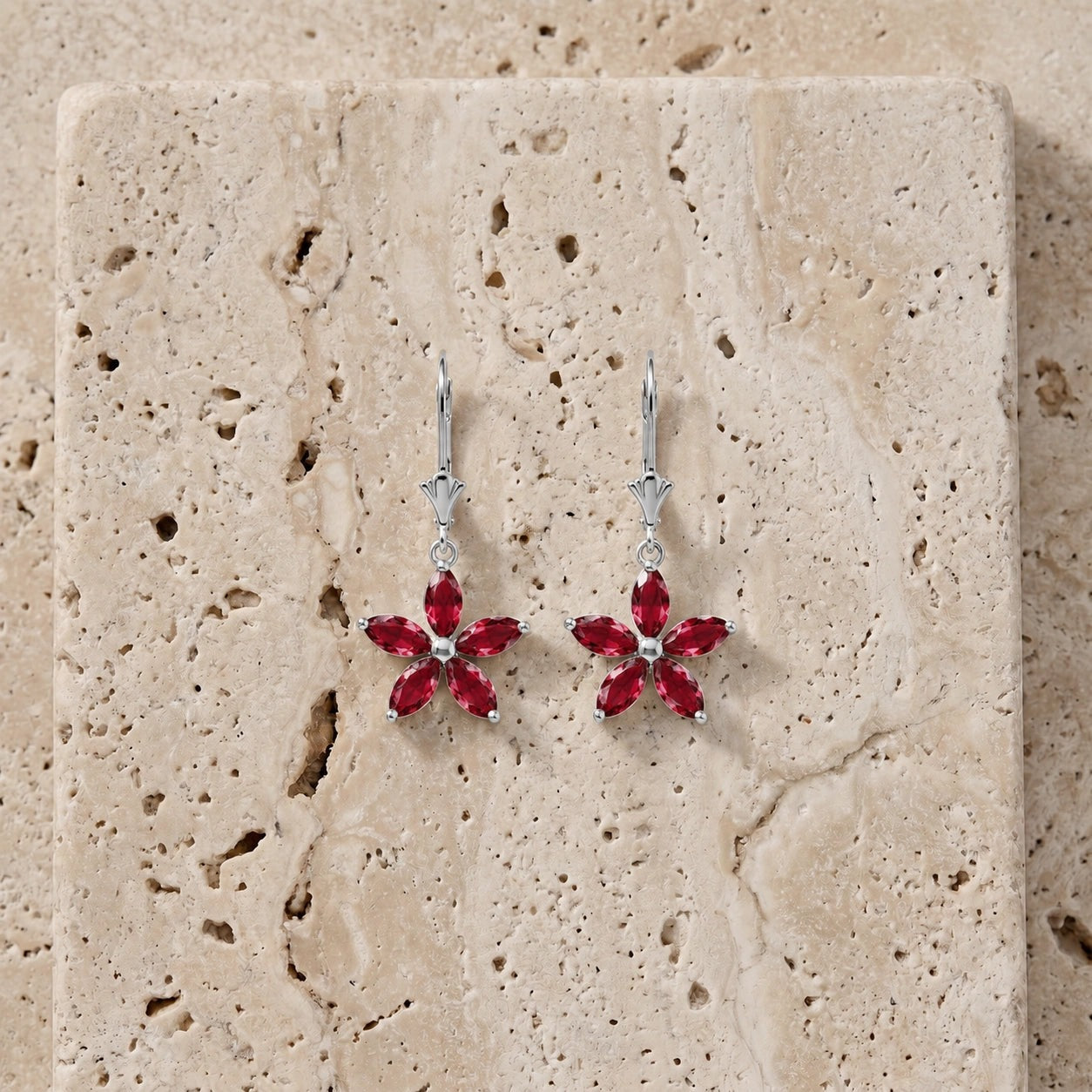 White Gold Heritage Earrings Ruby 10K — Stella