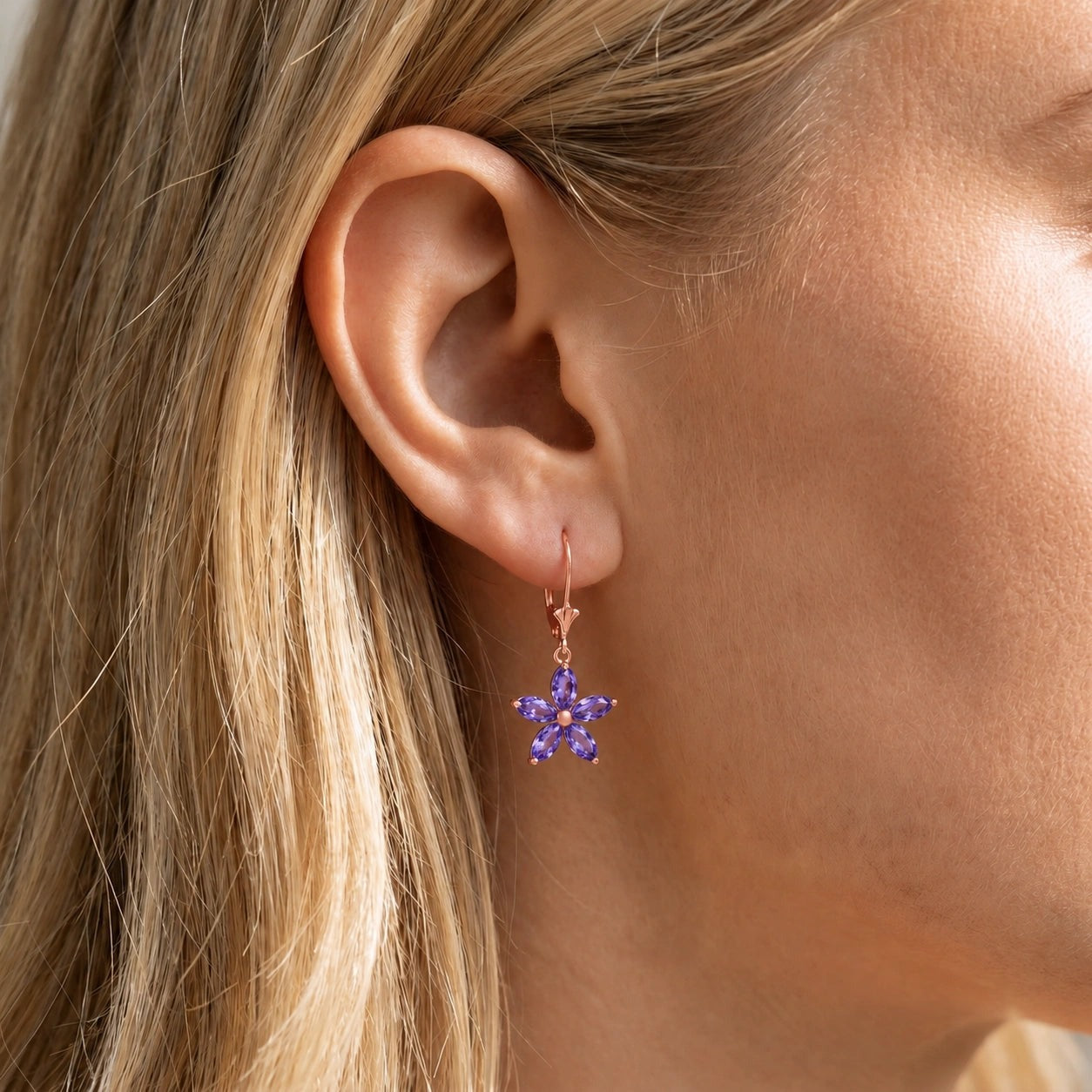 Rose Gold Heritage Earrings Tanzanite 10K — Stella