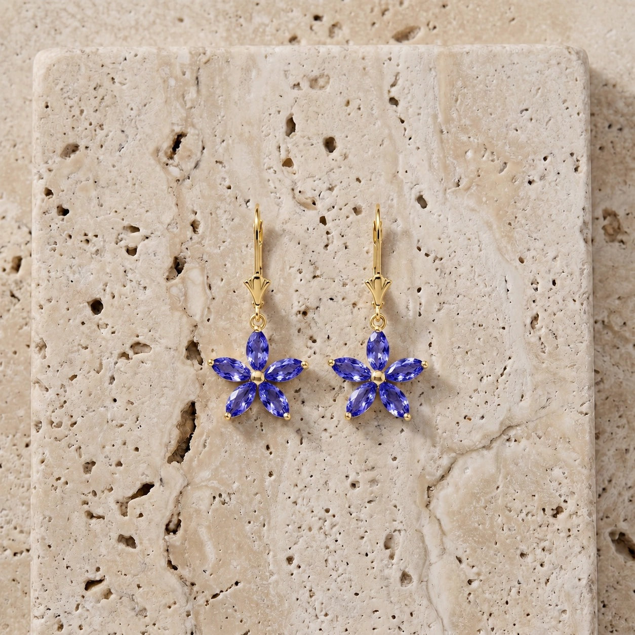 Yellow Gold Heritage Earrings Tanzanite 10K — Stella