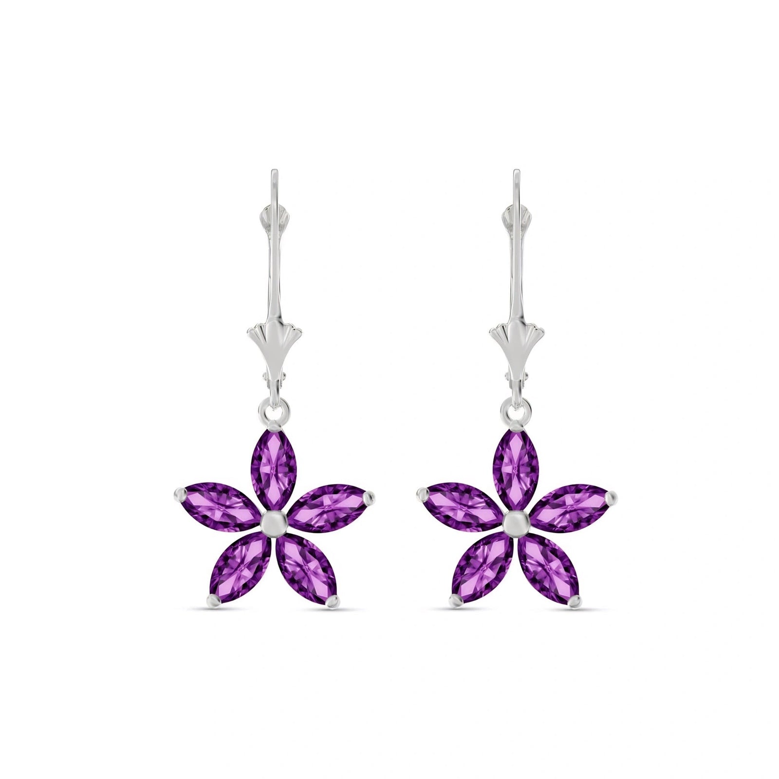 White Gold Heritage Earrings Amethyst 10K — Stella