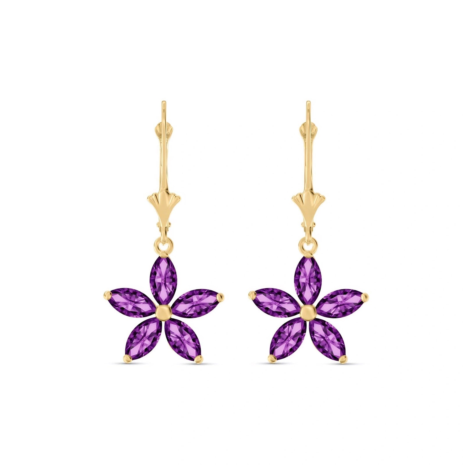 Yellow Gold Heritage Earrings Amethyst 10K — Stella