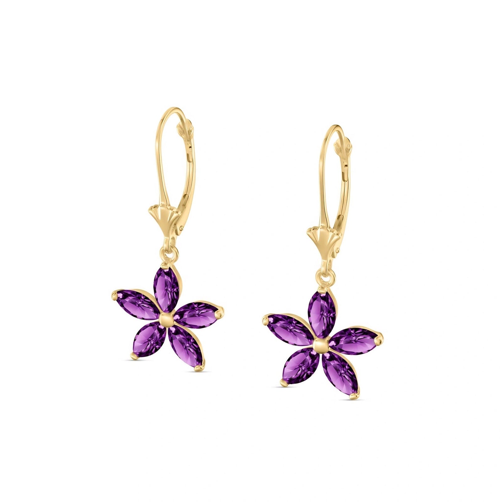 Yellow Gold Heritage Earrings Amethyst 10K — Stella