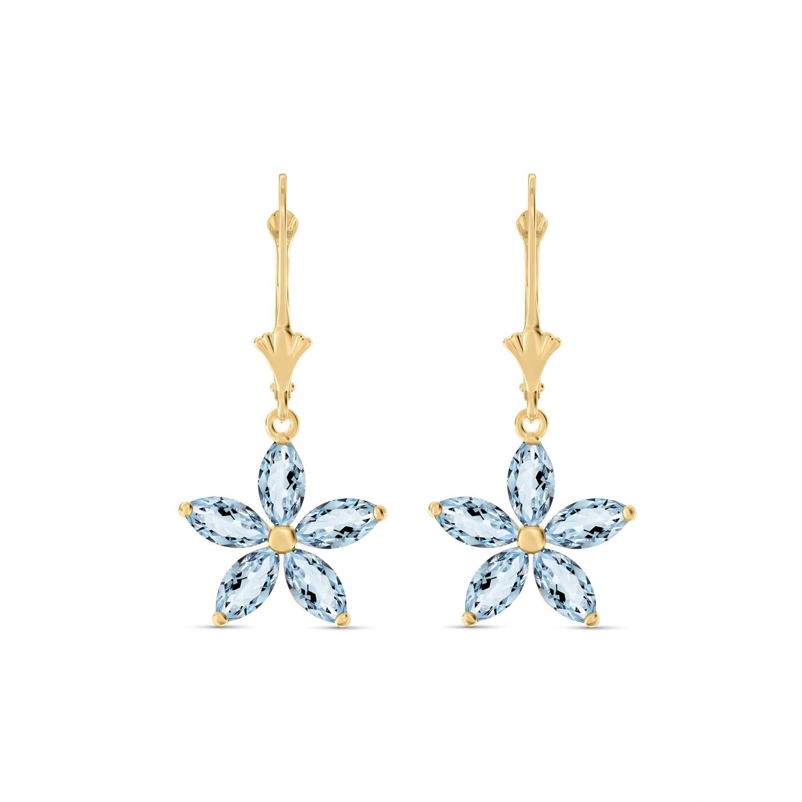 Yellow Gold Heritage Earrings Aquamarine 10K — Stella