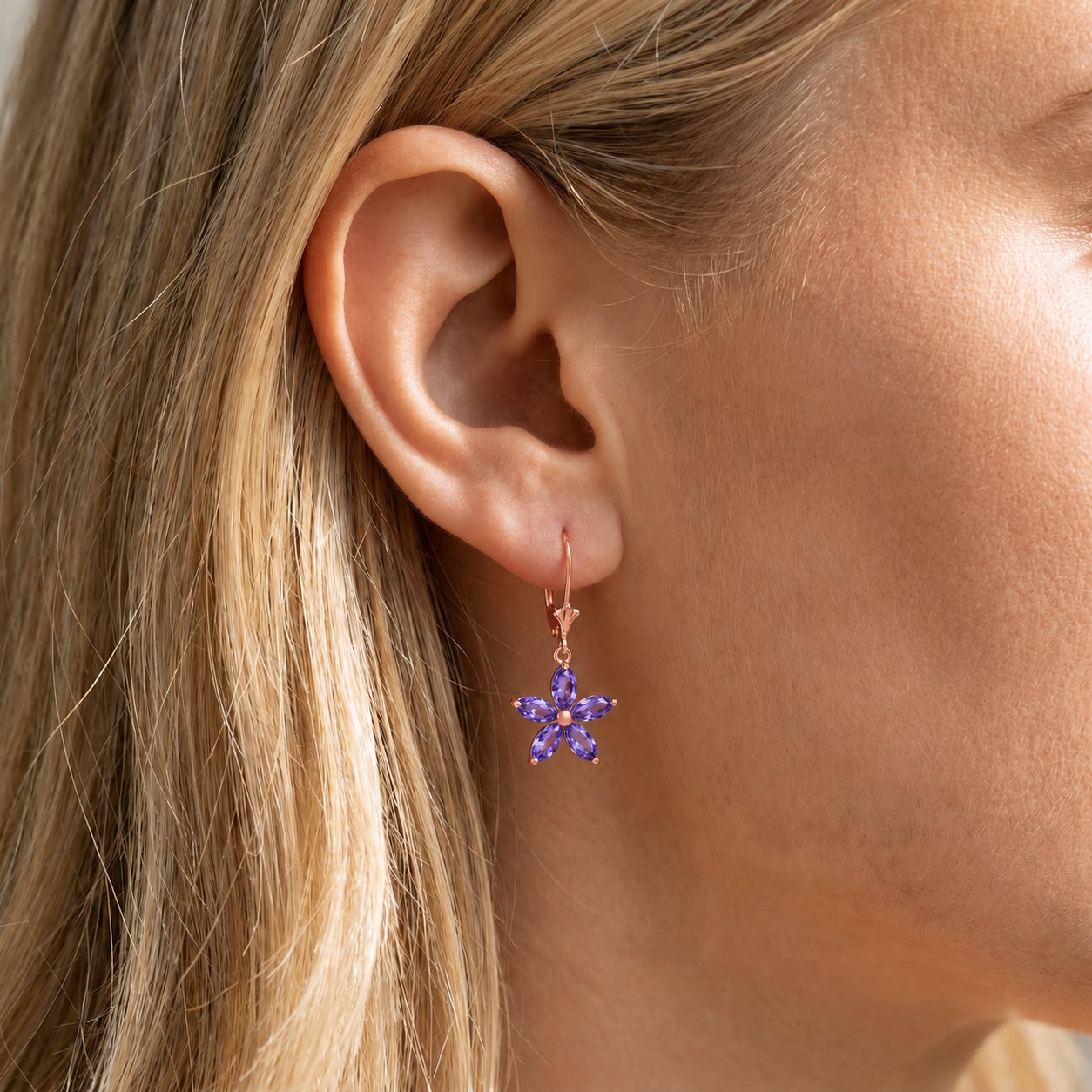 Rose Gold Heritage Earrings Green Amethyst 10K — Stella