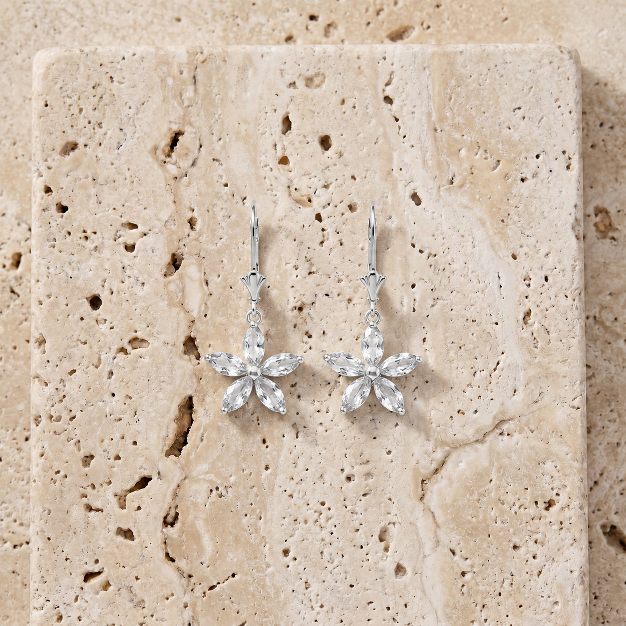 White Gold Heritage Earrings White Topaz 10K — Stella