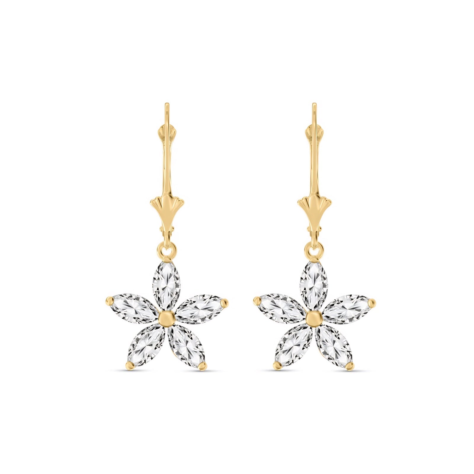 Yellow Gold Heritage Earrings White Topaz 10K — Stella