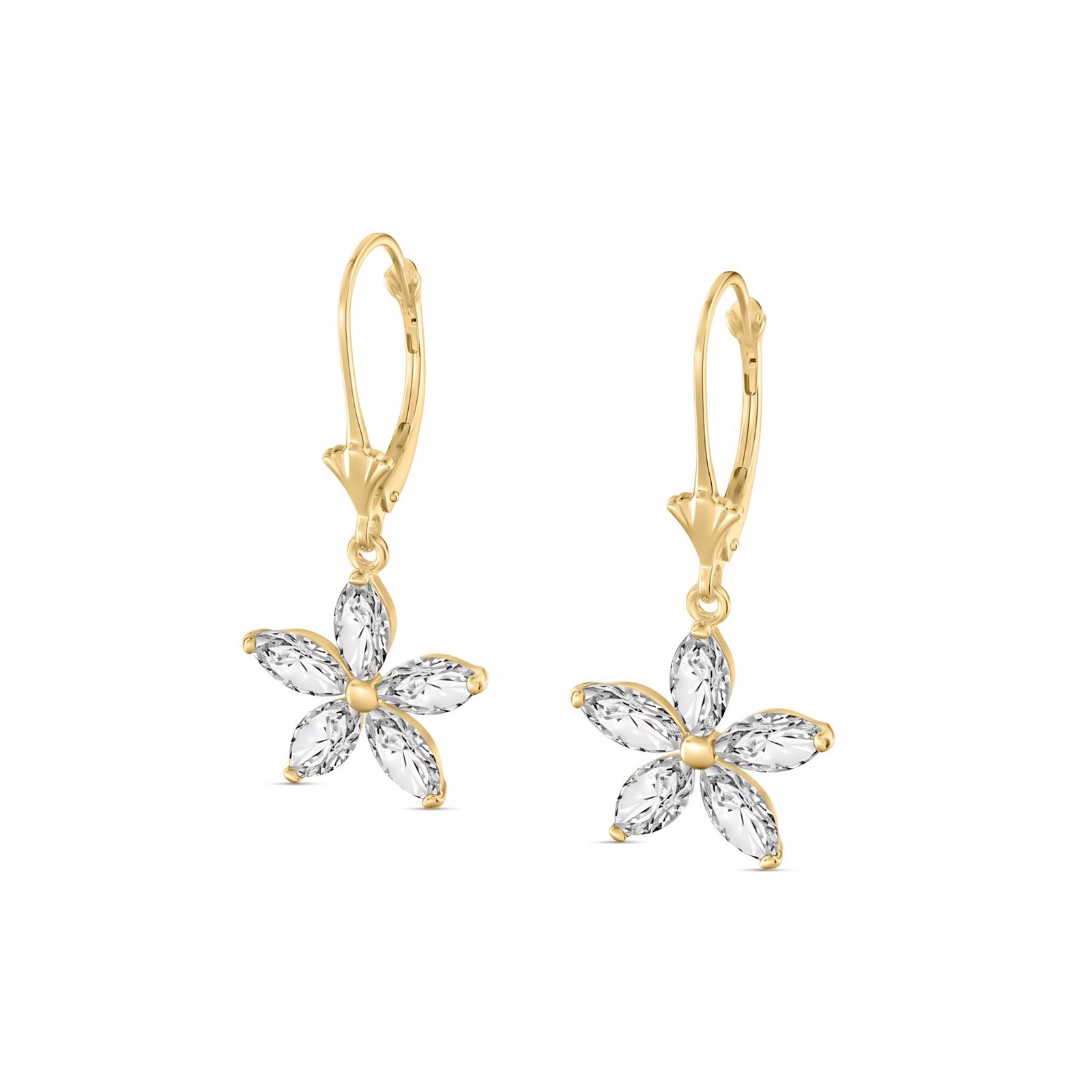 Yellow Gold Heritage Earrings White Topaz 10K — Stella
