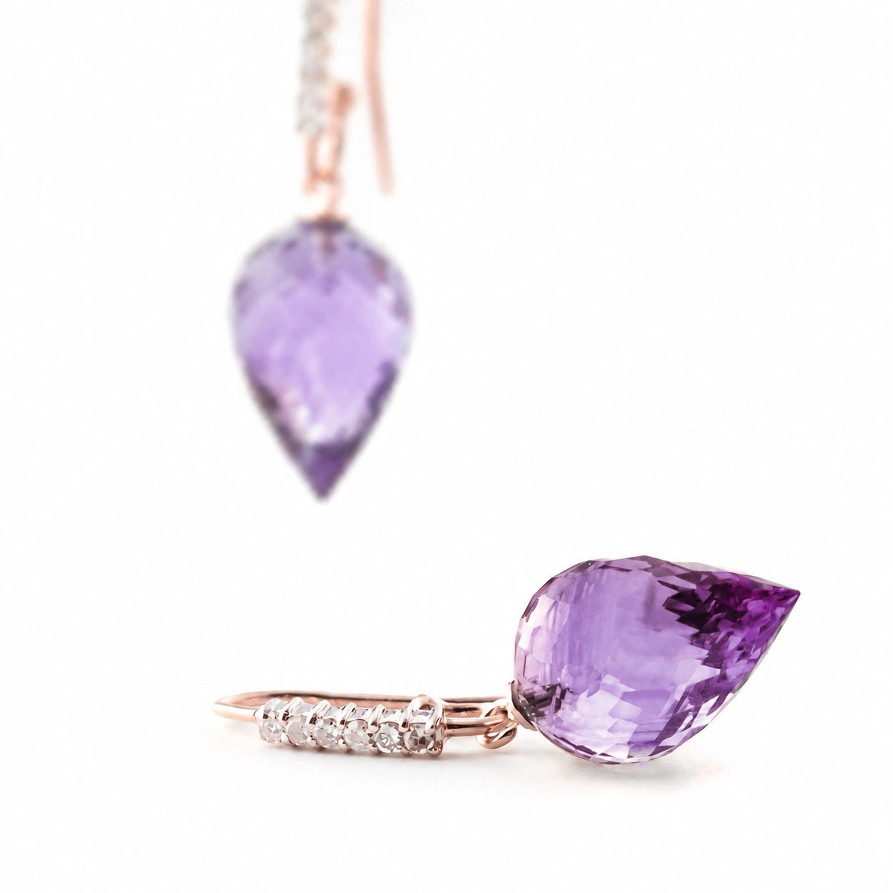 Rose Gold Earrings Amethyst 10K — Carina