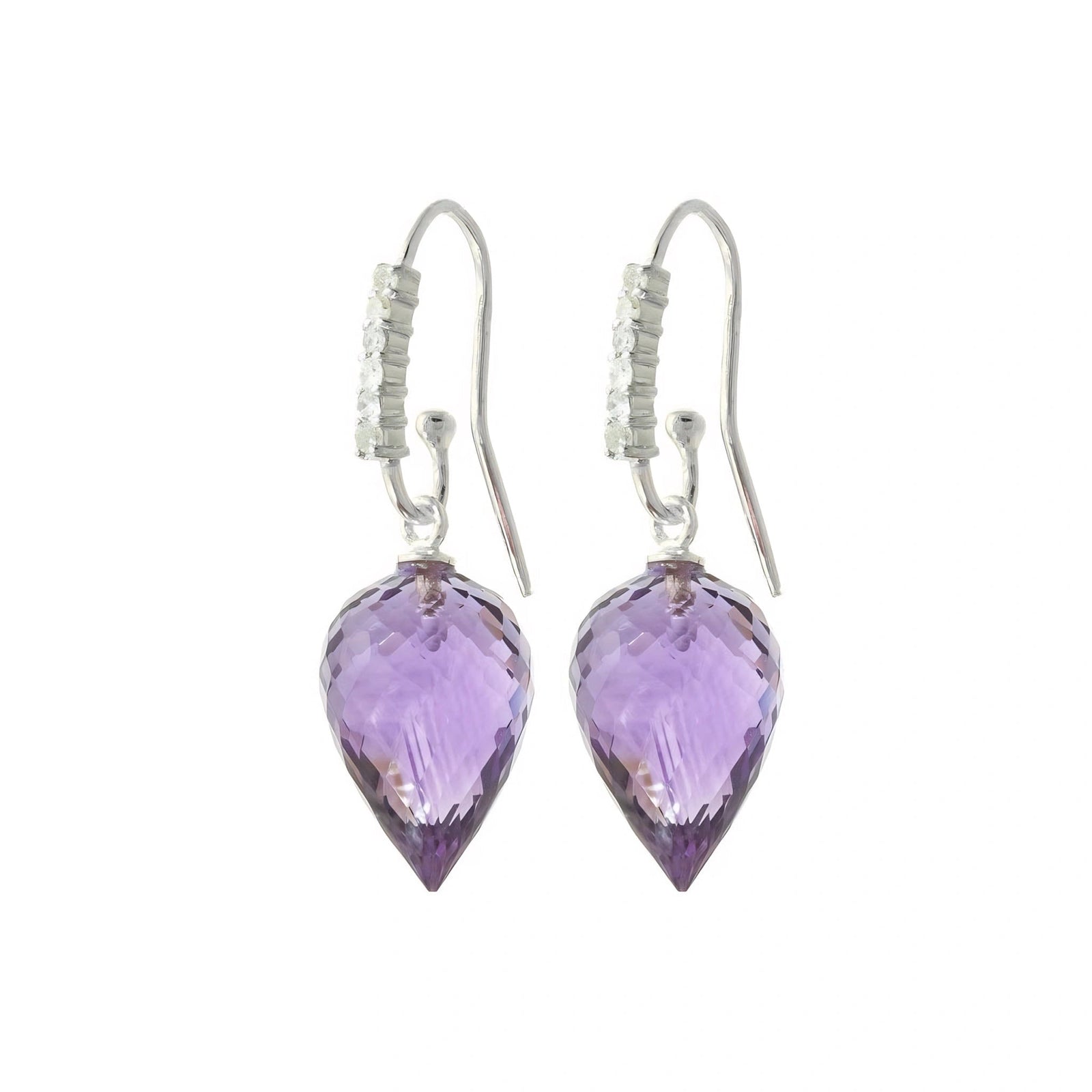 White Gold Earrings Amethyst 10K — Carina