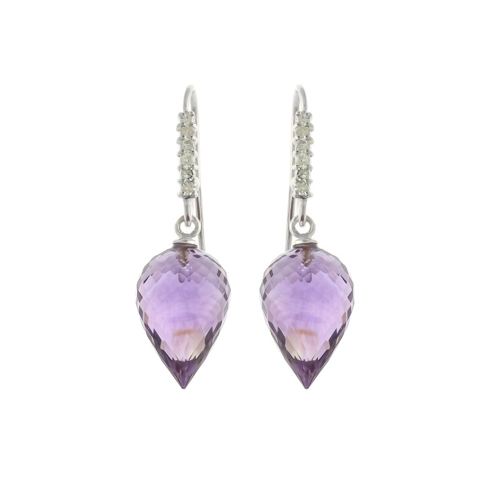 White Gold Earrings Amethyst 10K — Carina