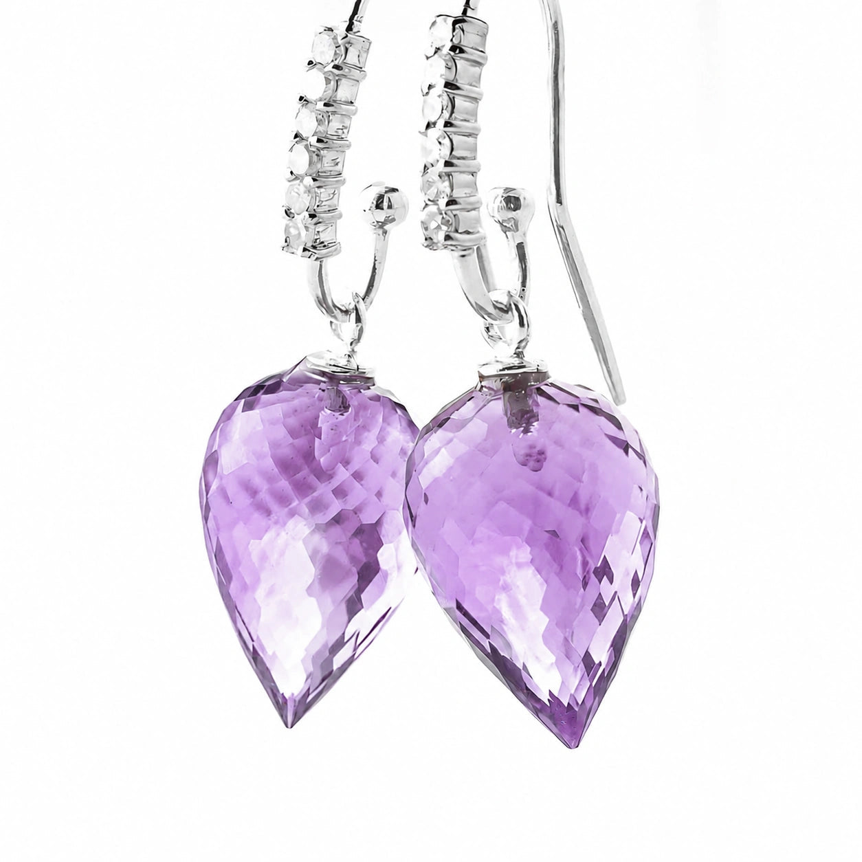 White Gold Earrings Amethyst 10K — Carina