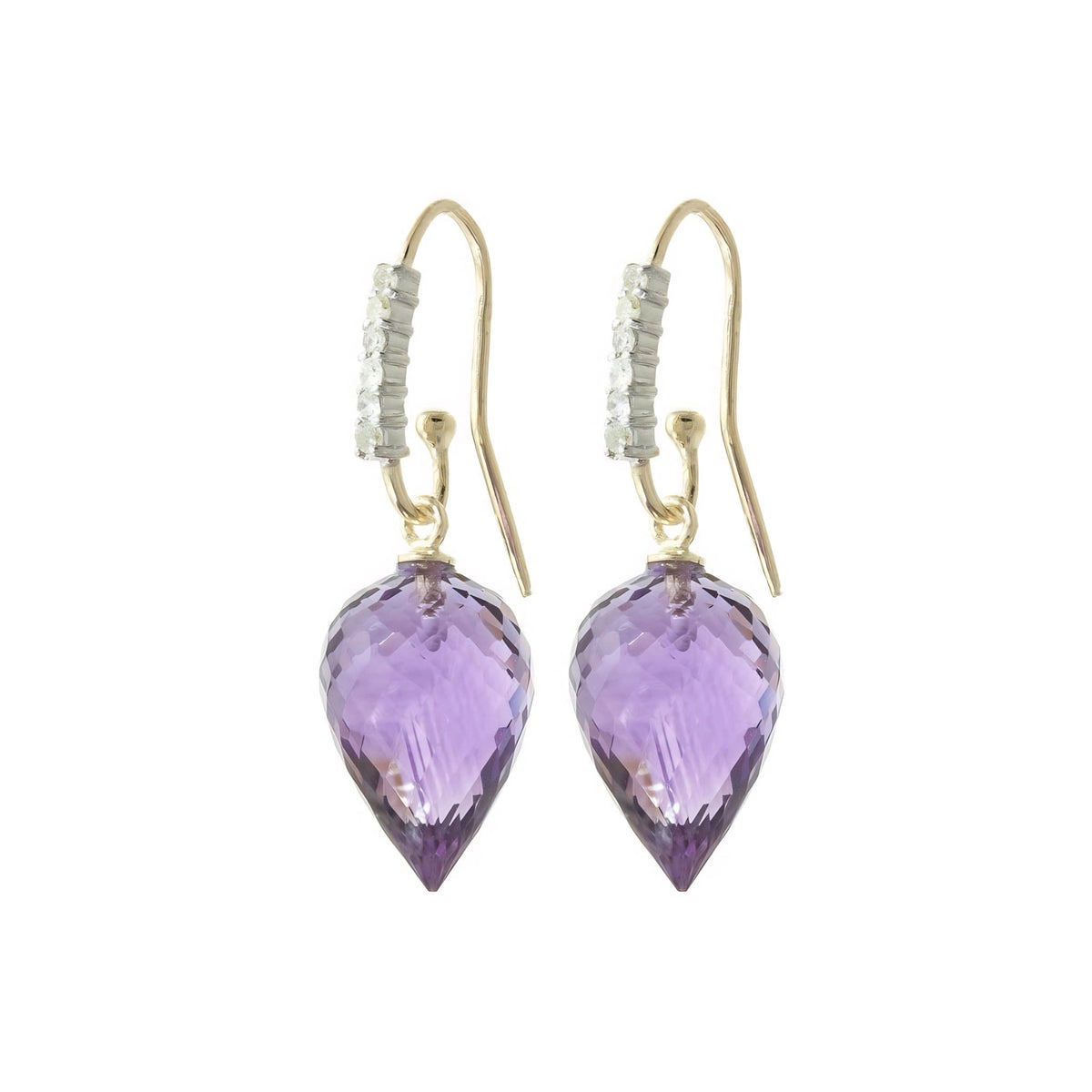 Yellow Gold Earrings Amethyst 10K — Carina