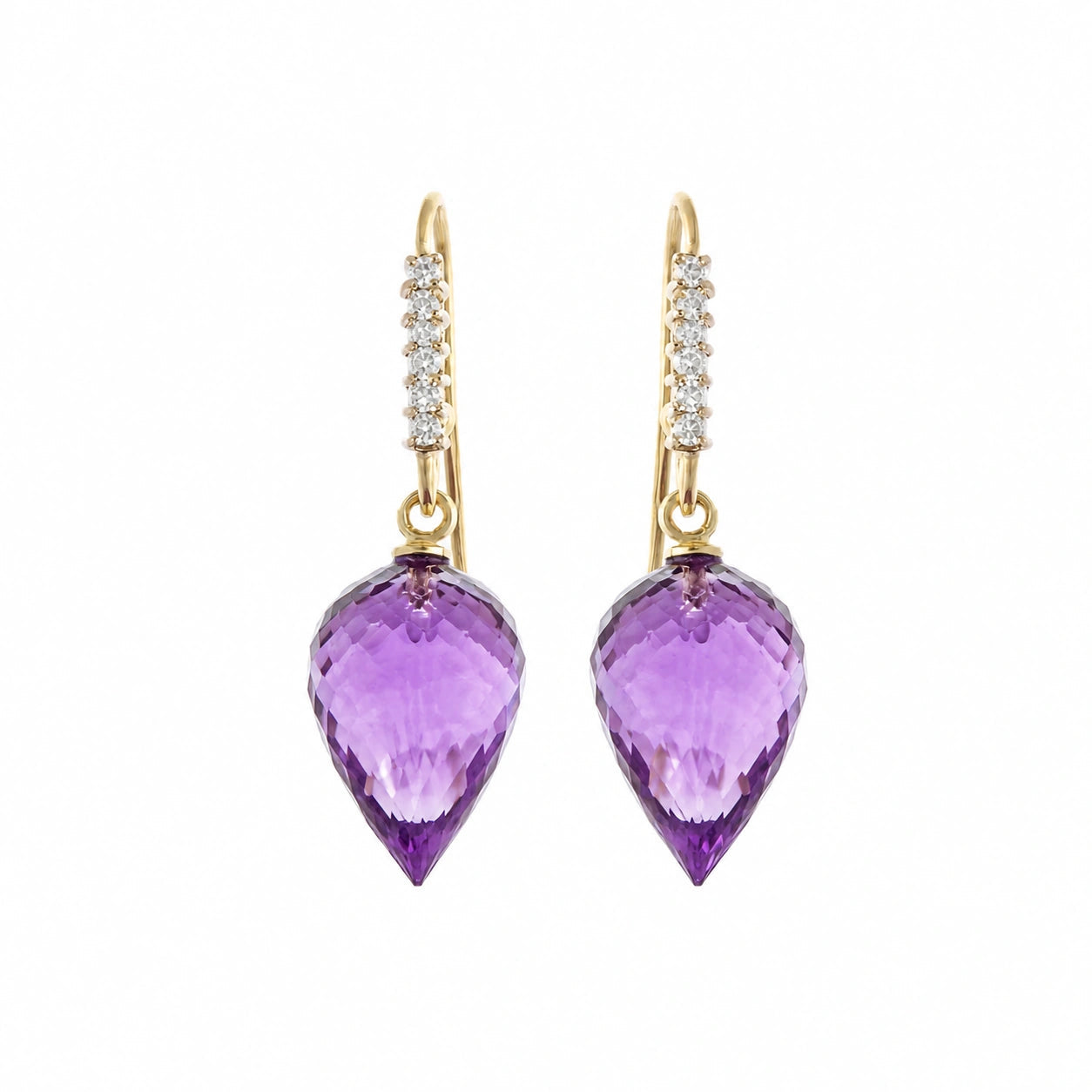 Yellow Gold Earrings Amethyst 10K — Carina