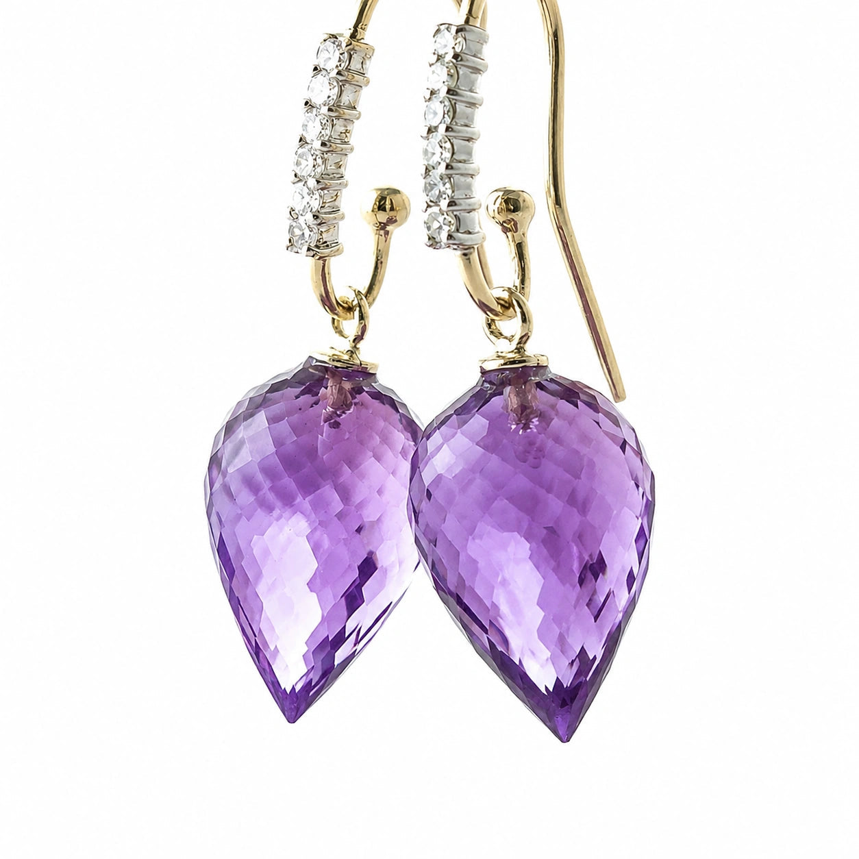 Yellow Gold Earrings Amethyst 10K — Carina