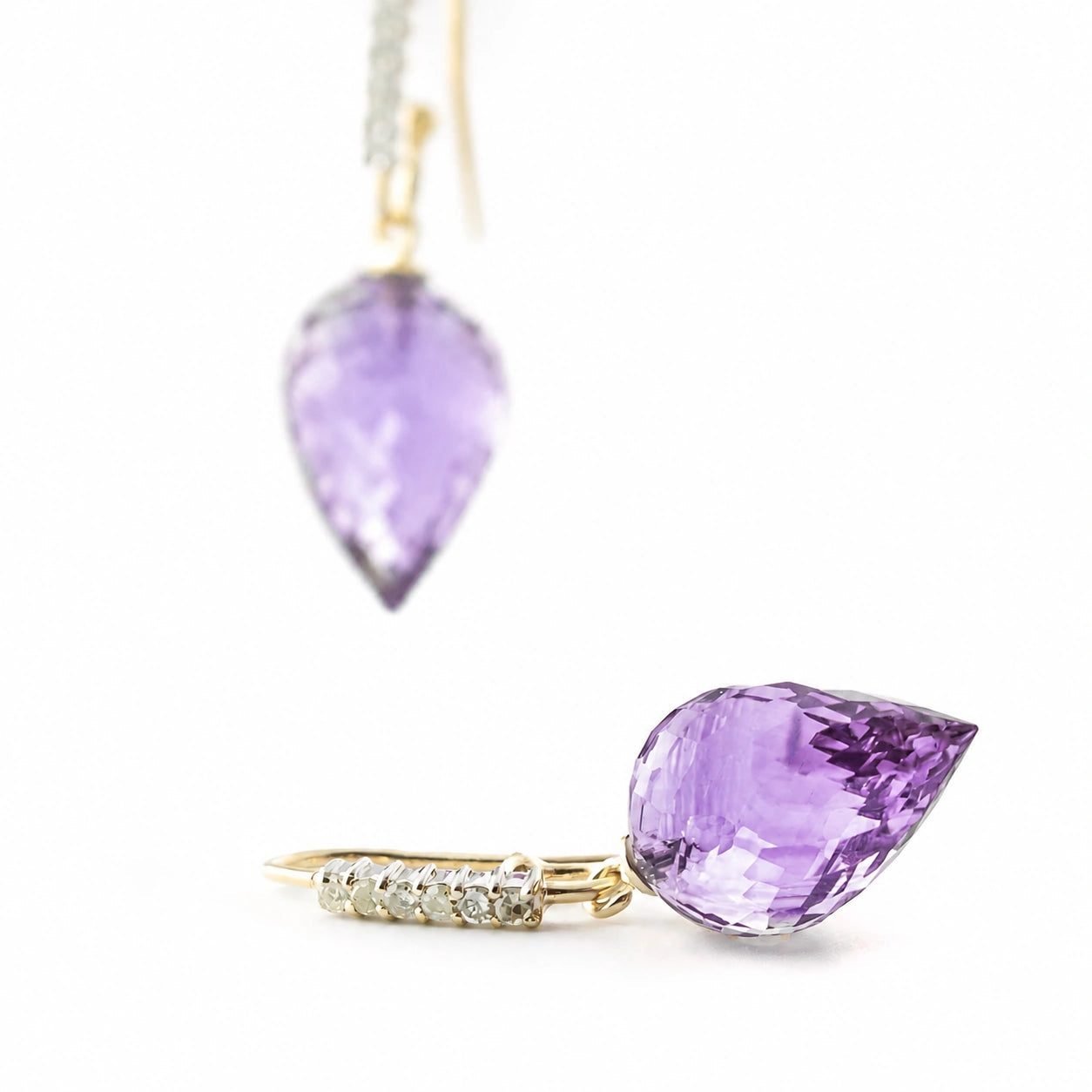Yellow Gold Earrings Amethyst 10K — Carina
