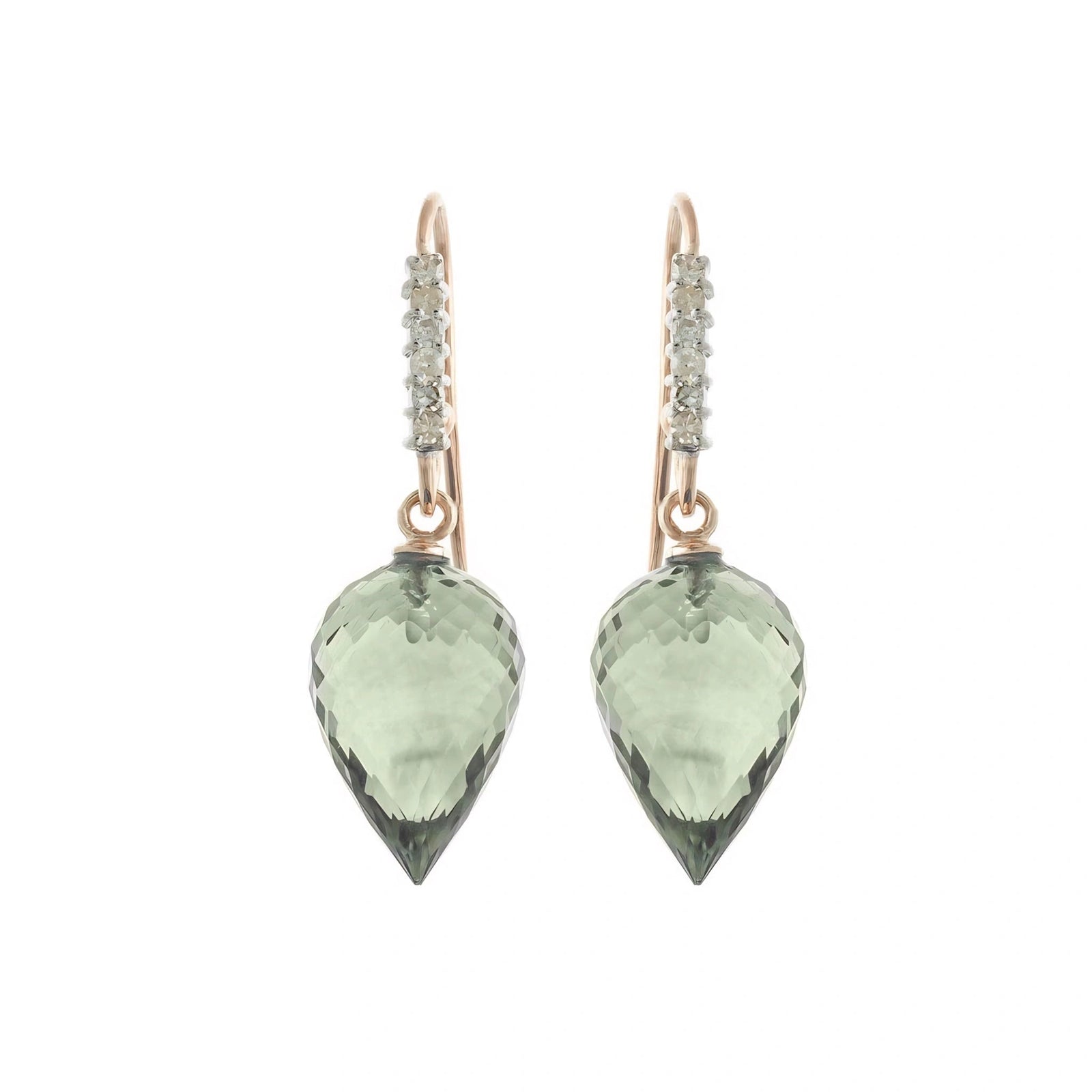 Rose Gold Earrings Green Amethyst 10K — Carina