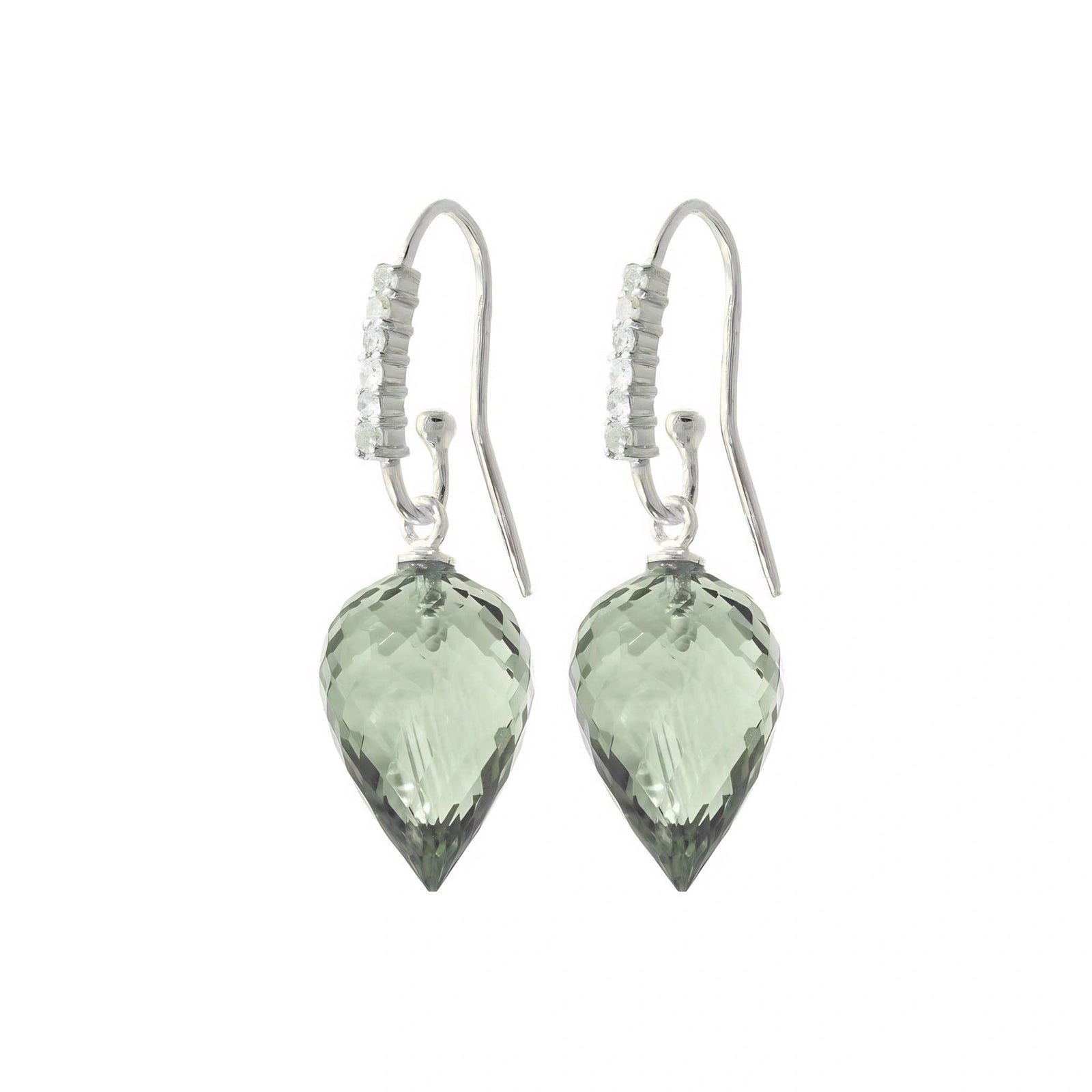 White Gold Earrings Green Amethyst 10K — Carina