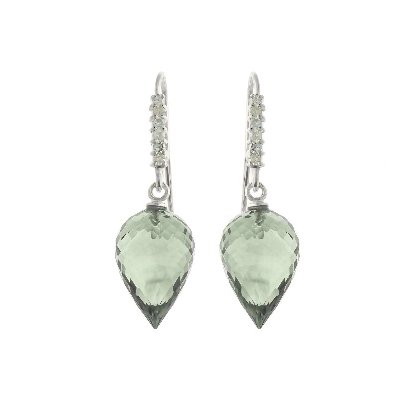 White Gold Earrings Green Amethyst 10K — Carina