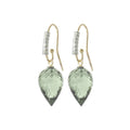 Yellow Gold Earrings Green Amethyst 10K — Carina