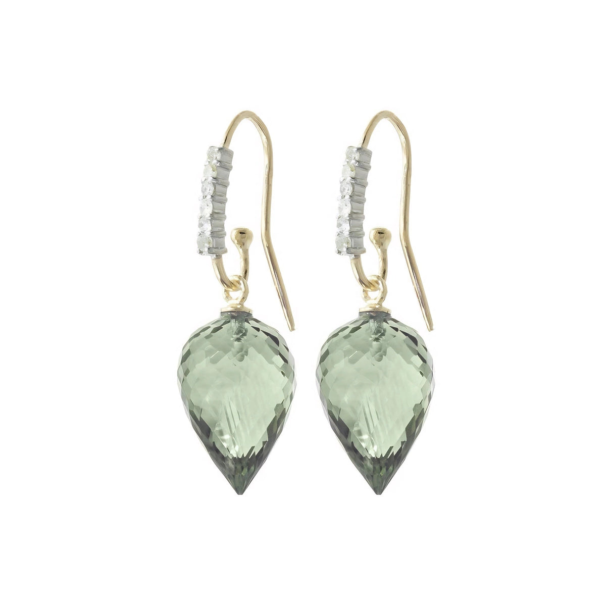 Yellow Gold Earrings Green Amethyst 10K — Carina