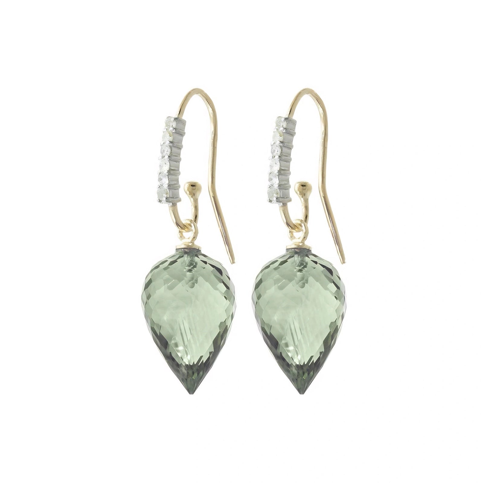 Yellow Gold Earrings Green Amethyst 10K — Carina