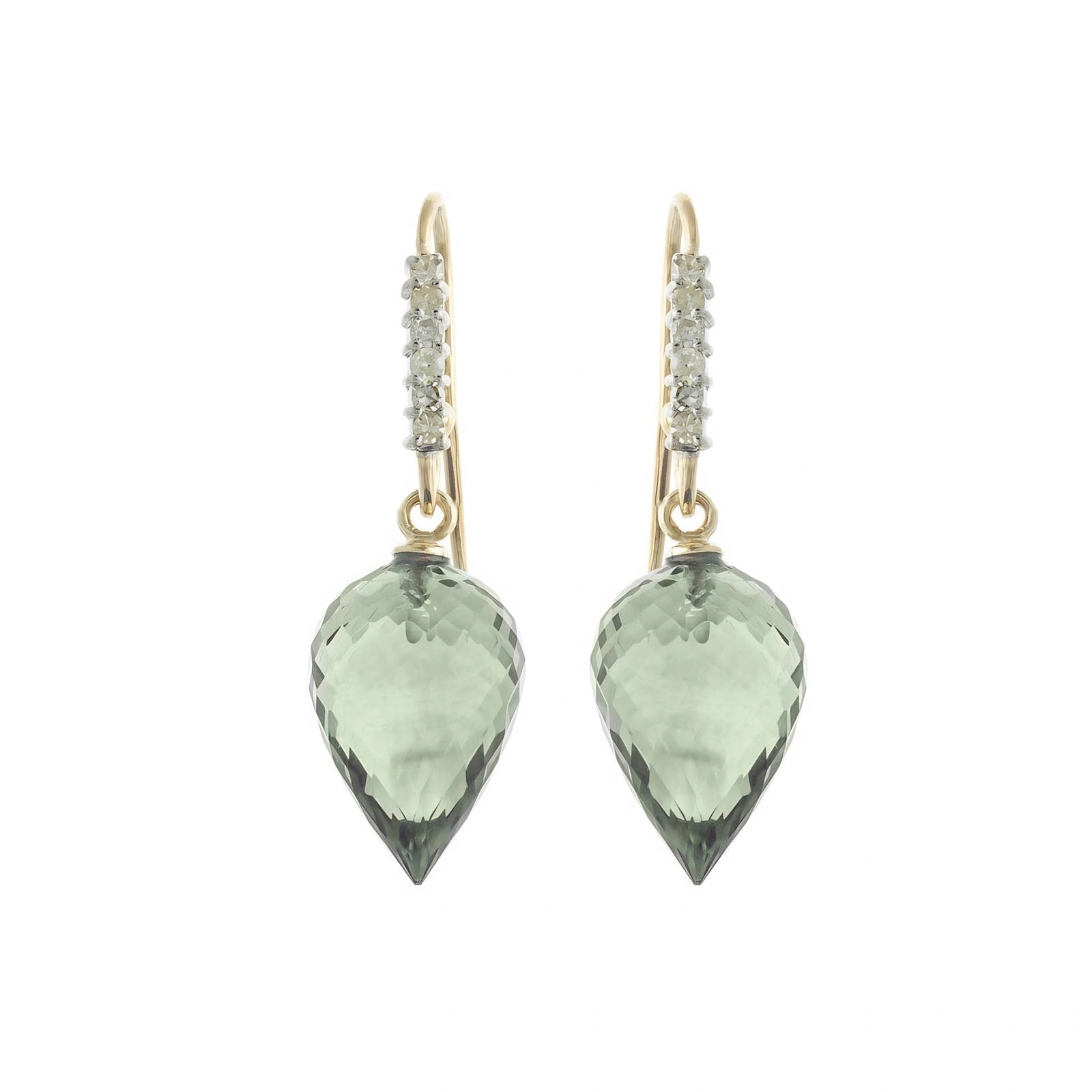 Yellow Gold Earrings Green Amethyst 10K — Carina