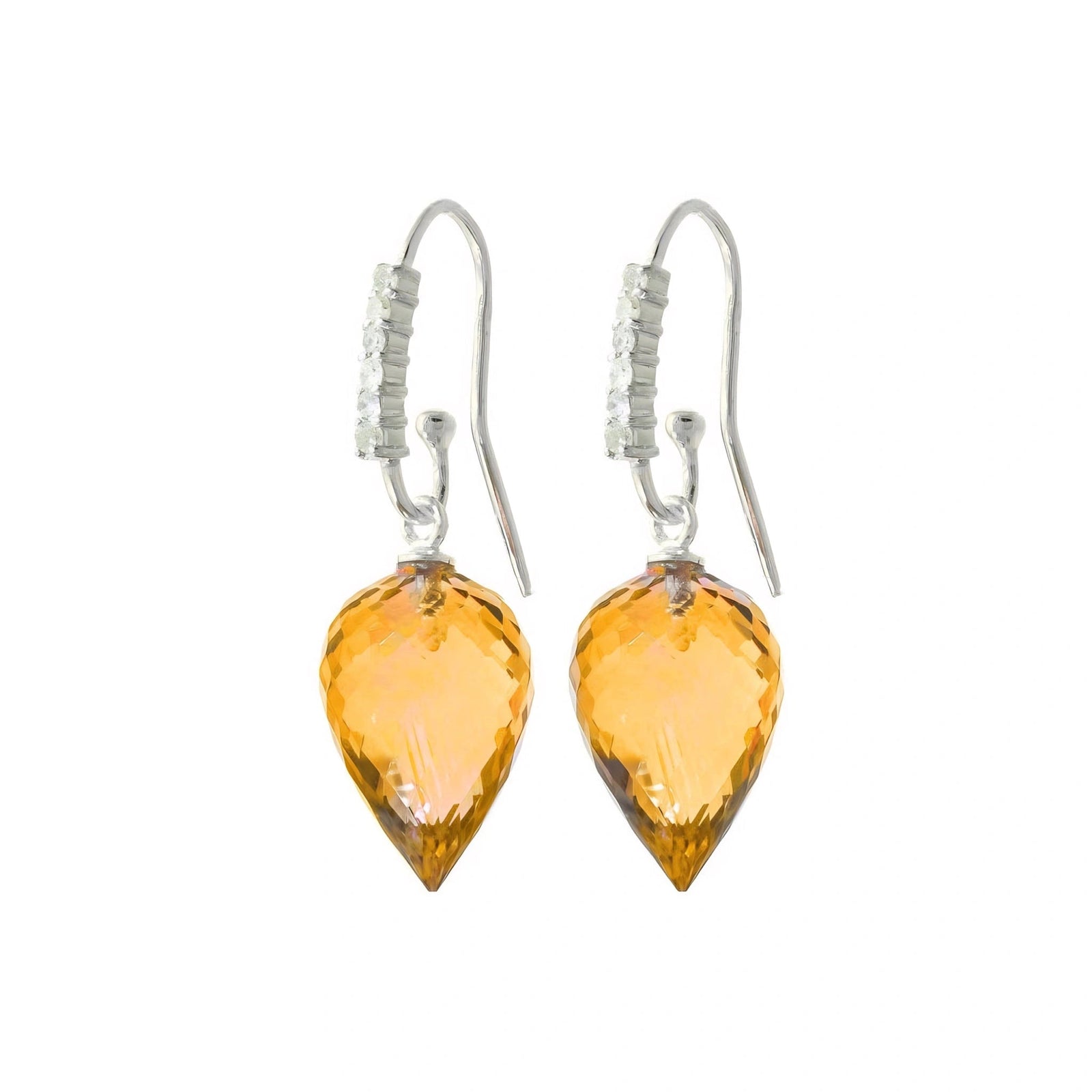 White Gold Earrings Citrine 10K — Carina