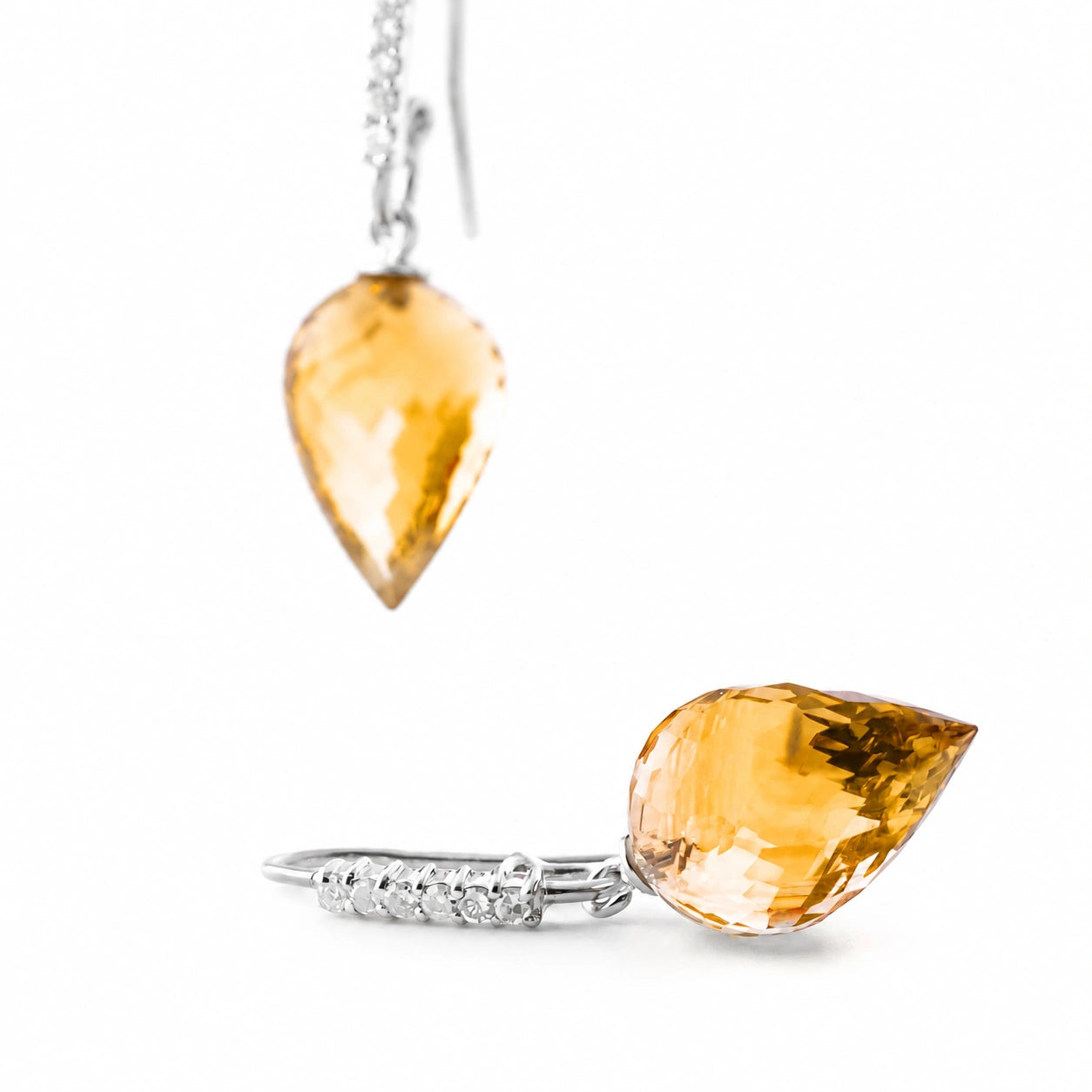 White Gold Earrings Citrine 10K — Carina