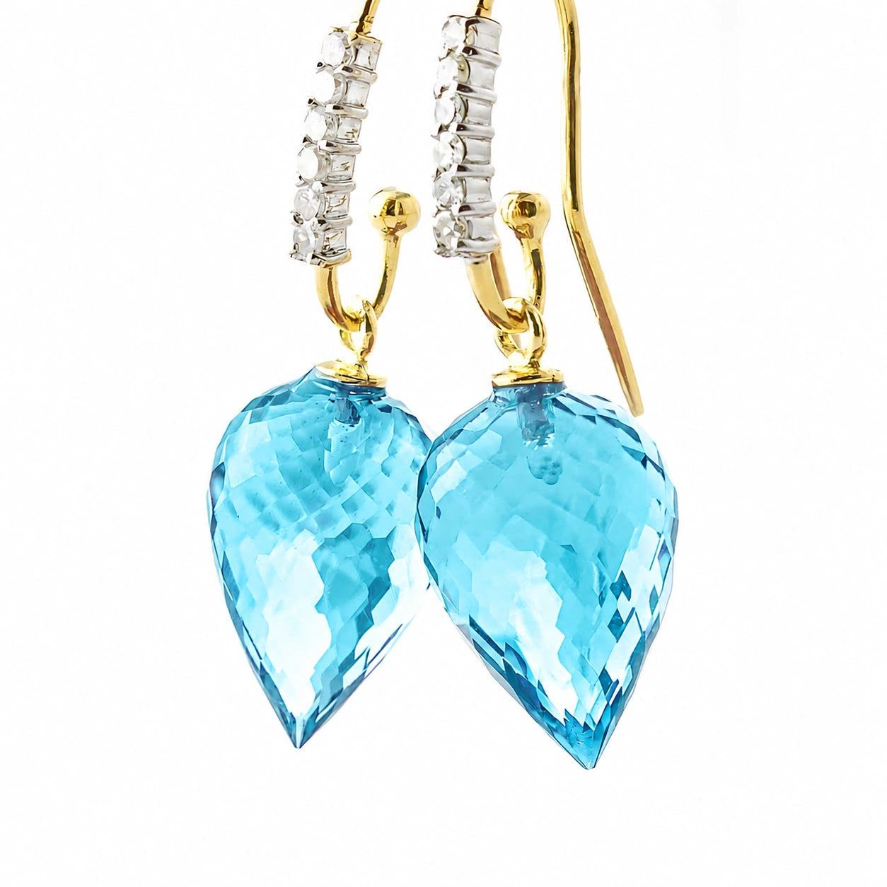Yellow Gold Diamond & Blue Topaz — Mariagermana