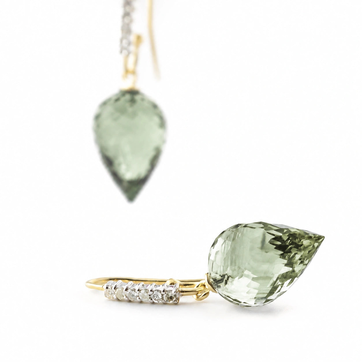 Yellow Gold Diamond & Green Amethyst — Mariagermana