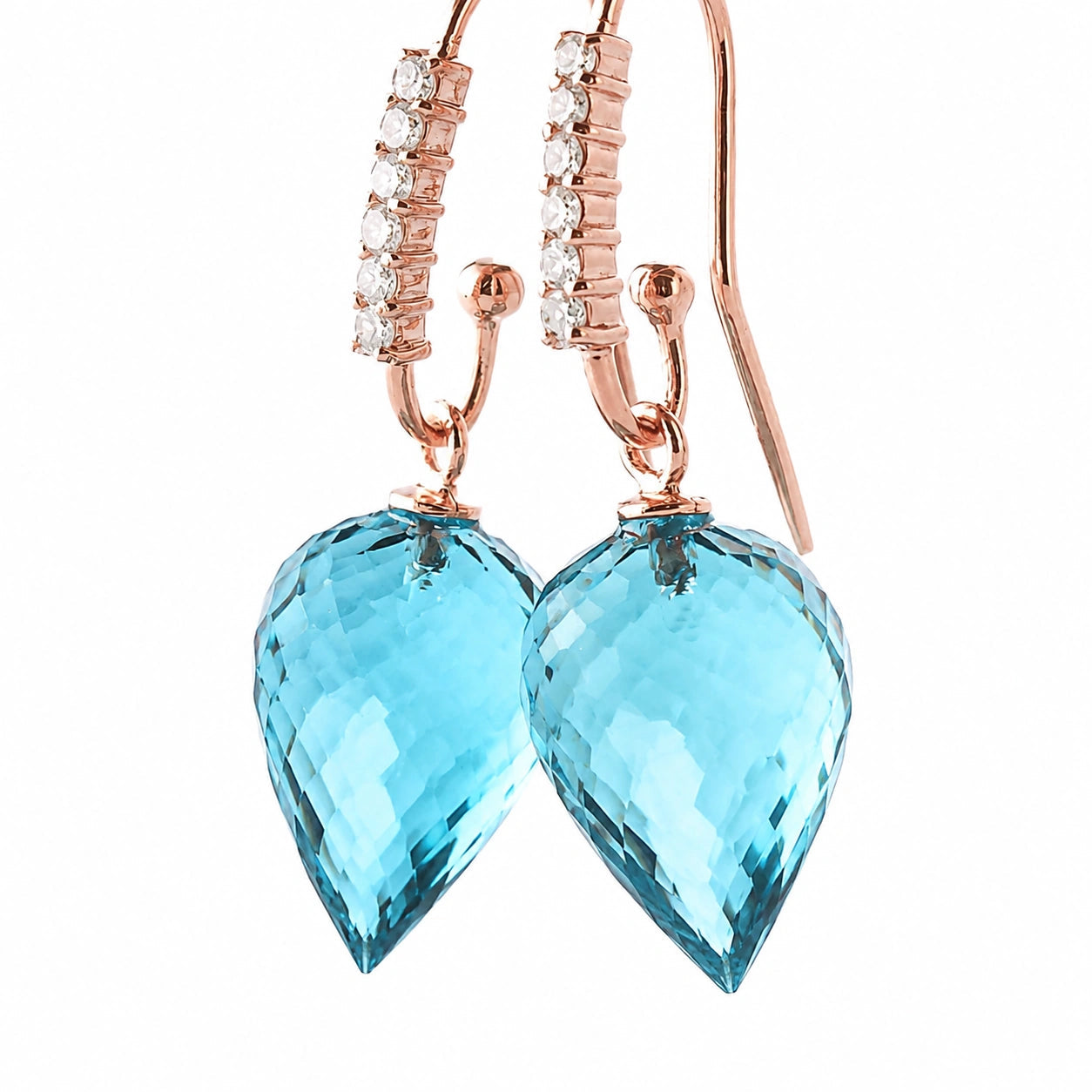 Rose Gold Earrings Blue Topaz 10K — Carina