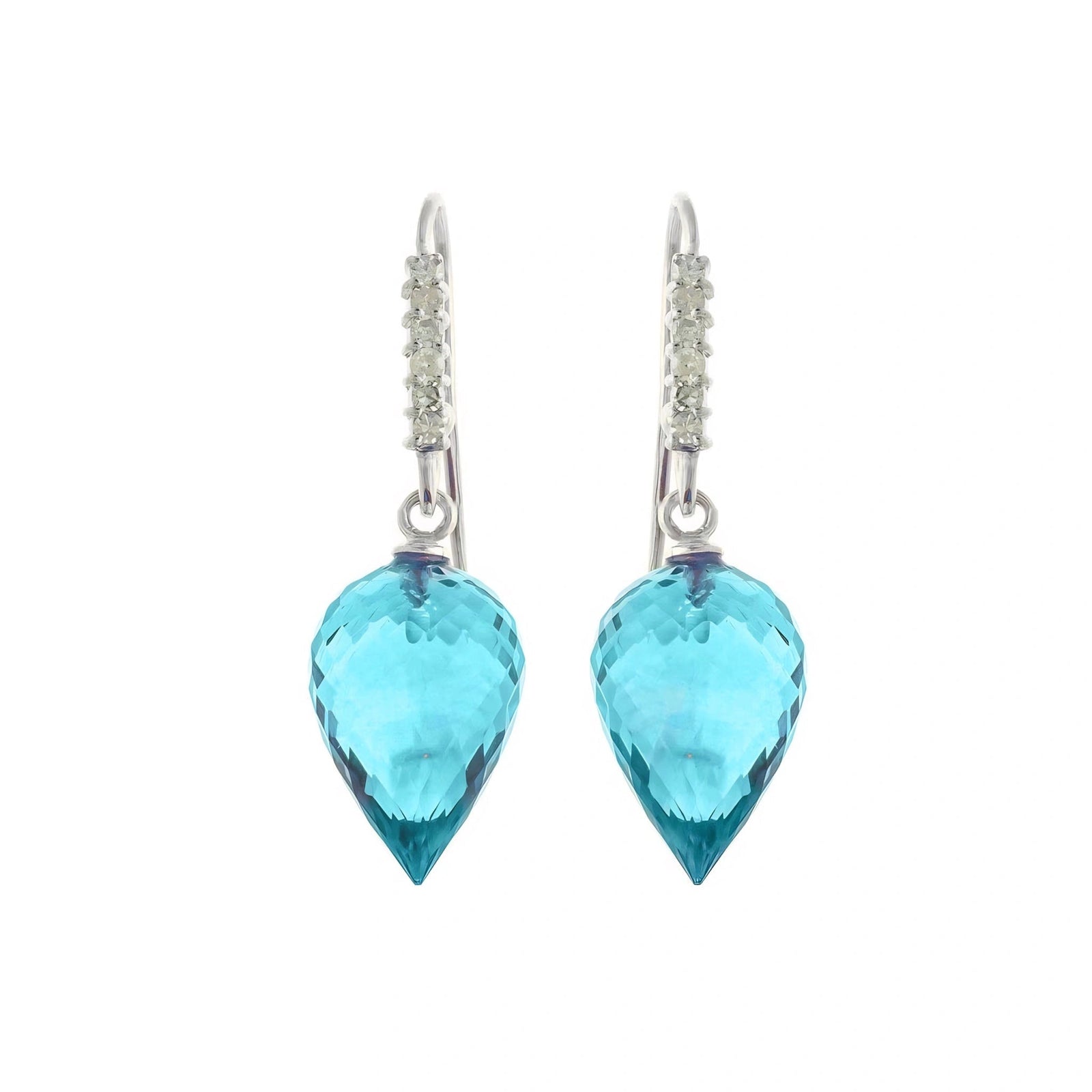 White Gold Earrings Blue Topaz 10K — Carina