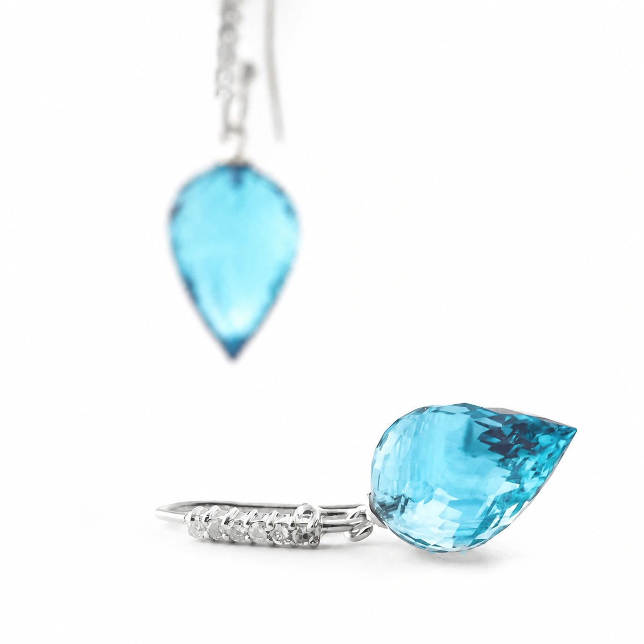 White Gold Earrings Blue Topaz 10K — Carina