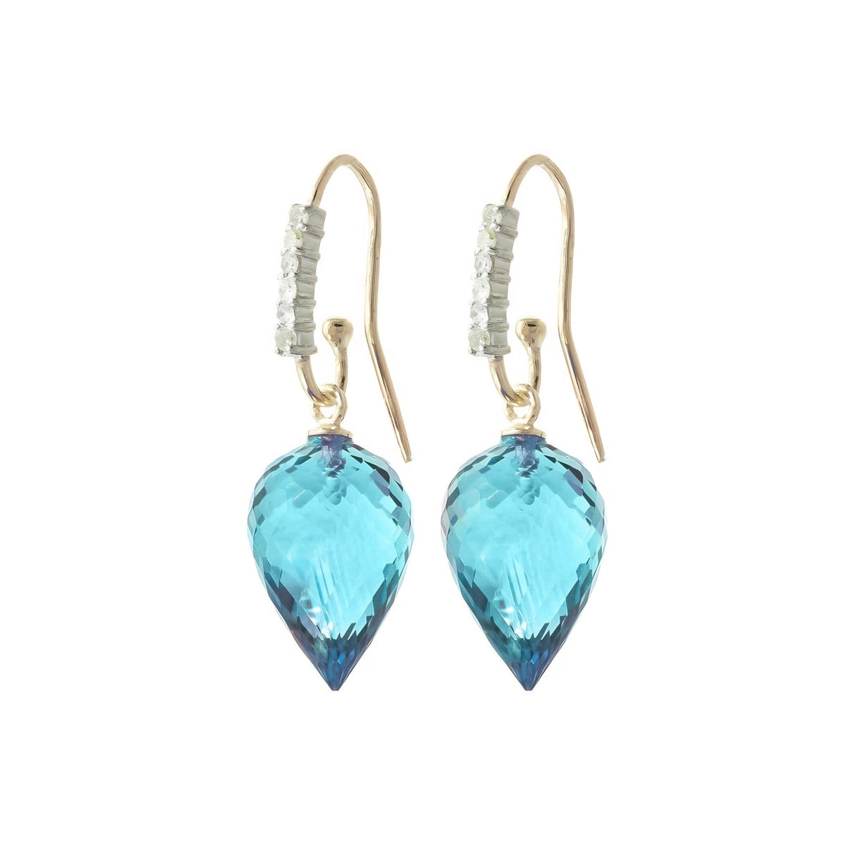 Yellow Gold Earrings Blue Topaz 10K — Carina